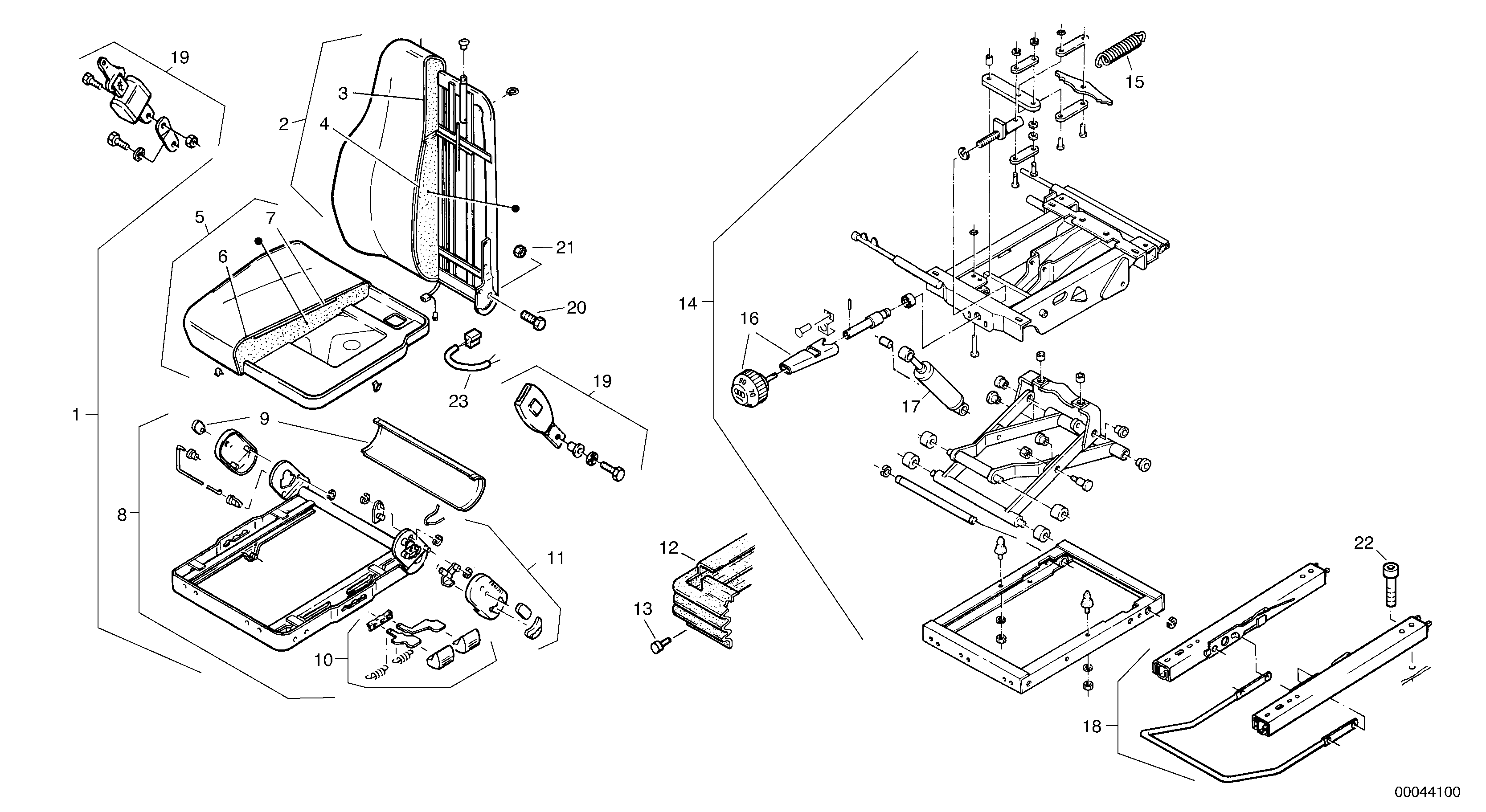 Схема запчастей Volvo L45B - 21449 Drivers seat, to be heated L45B TYPE 194, 195 SER NO - 1499