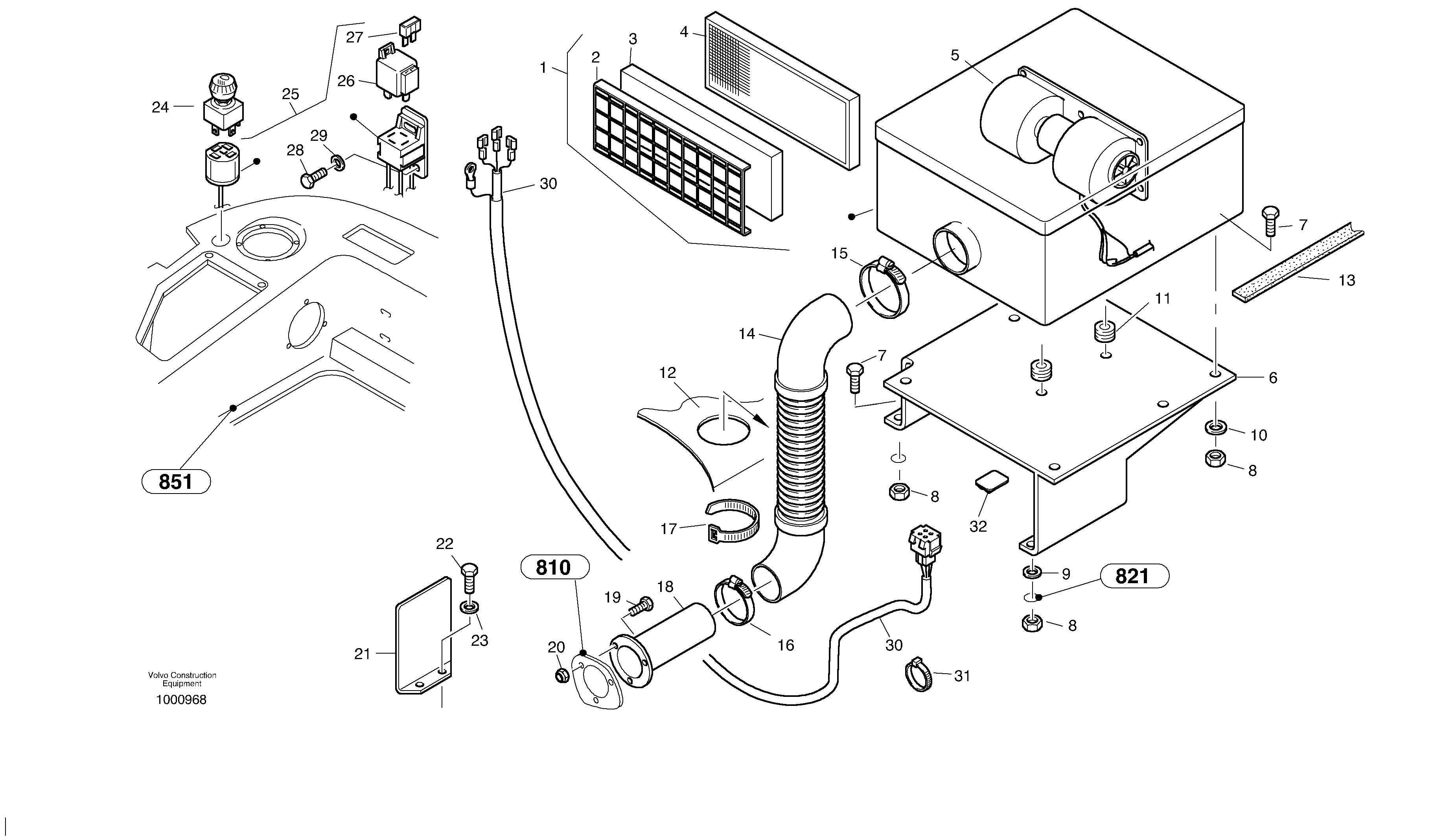 Схема запчастей Volvo L45B - 73535 Drivers cab ventilation L45B TYPE 194, 195 SER NO - 1499