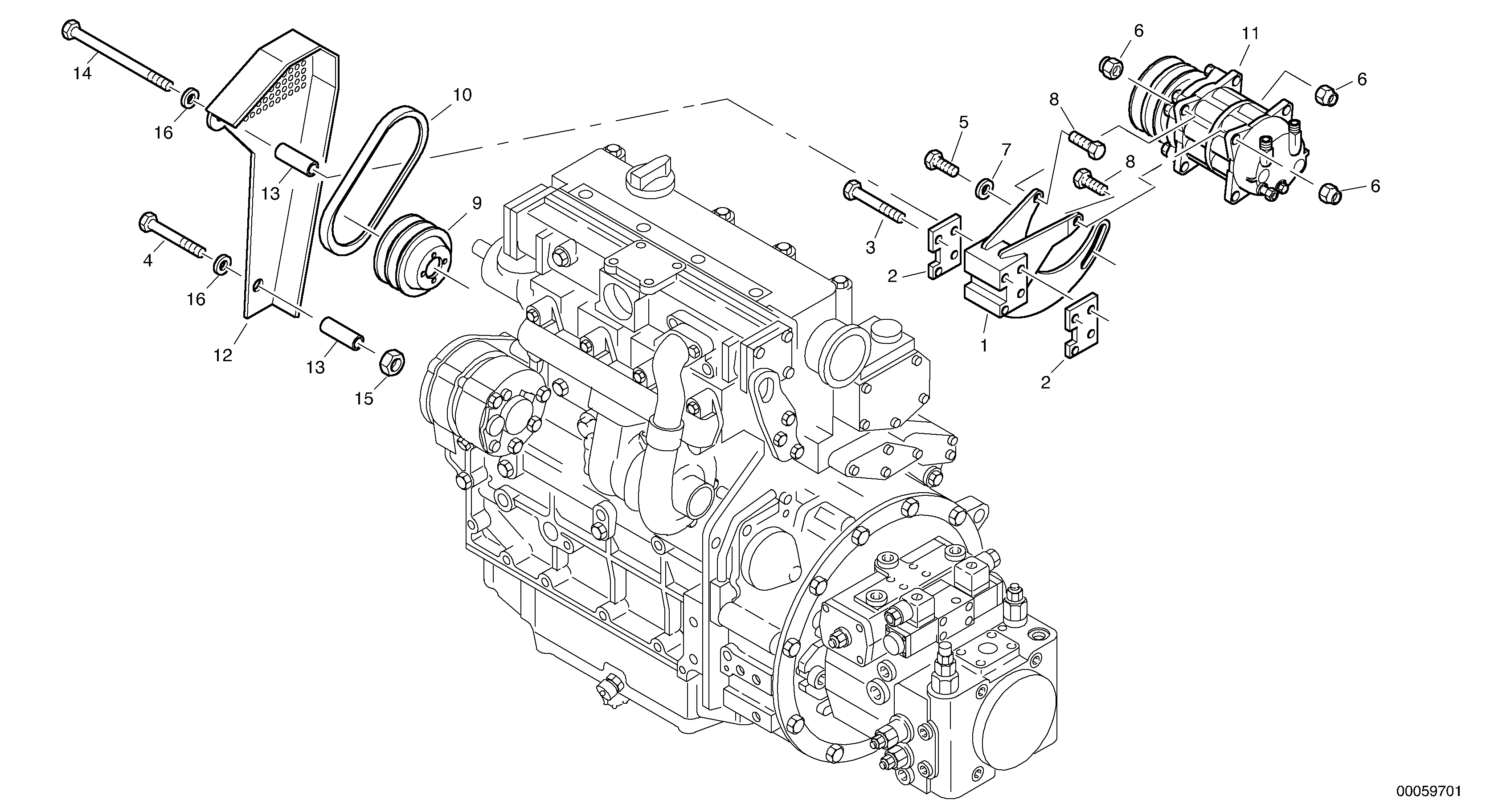 Схема запчастей Volvo L45B - 472 Compressor L45B TYPE 194, 195 SER NO - 1499