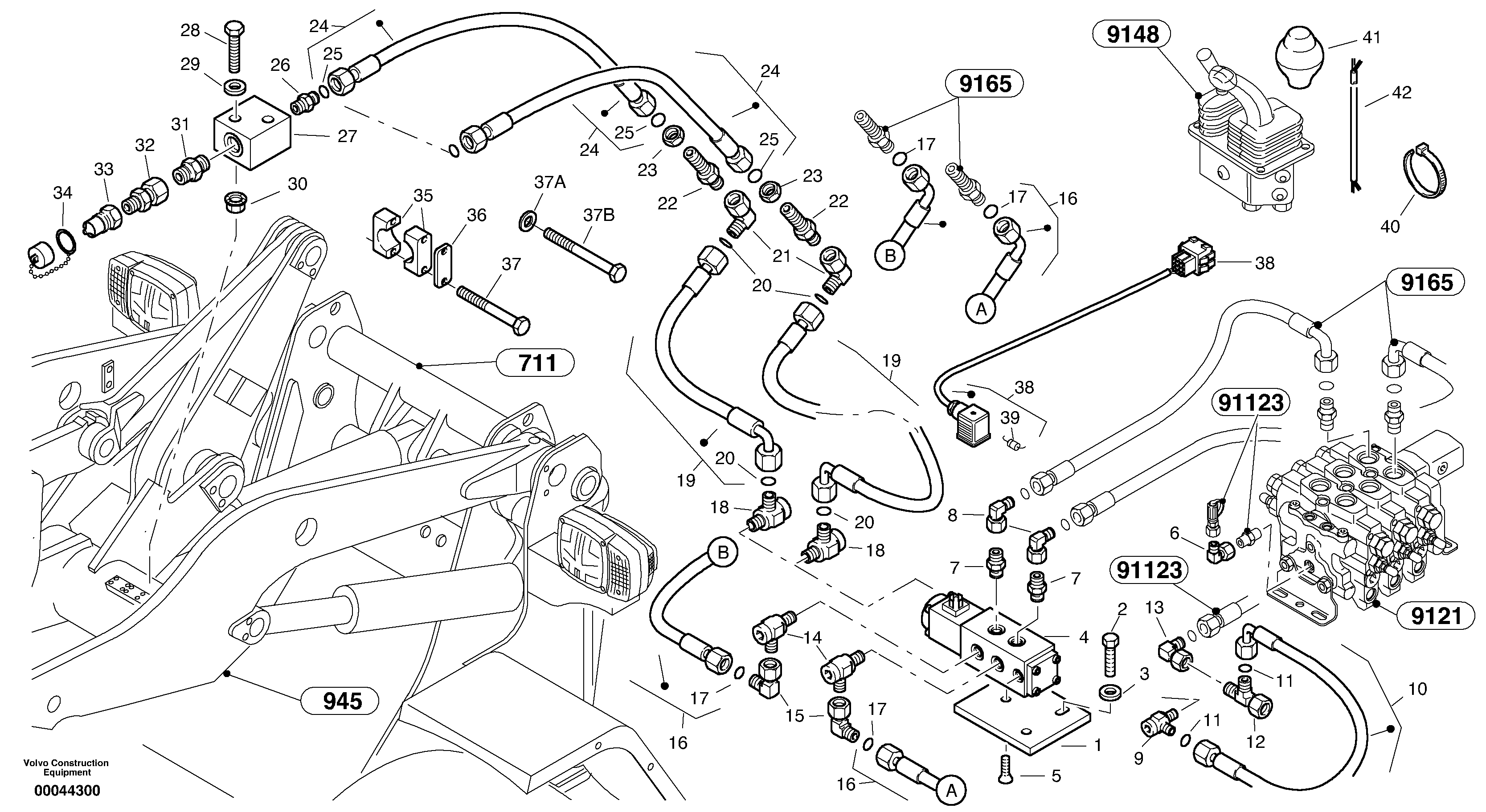 Схема запчастей Volvo L45B - 60914 Hydraulic function - Nr. 4 L45B TYPE 194, 195 SER NO - 1499