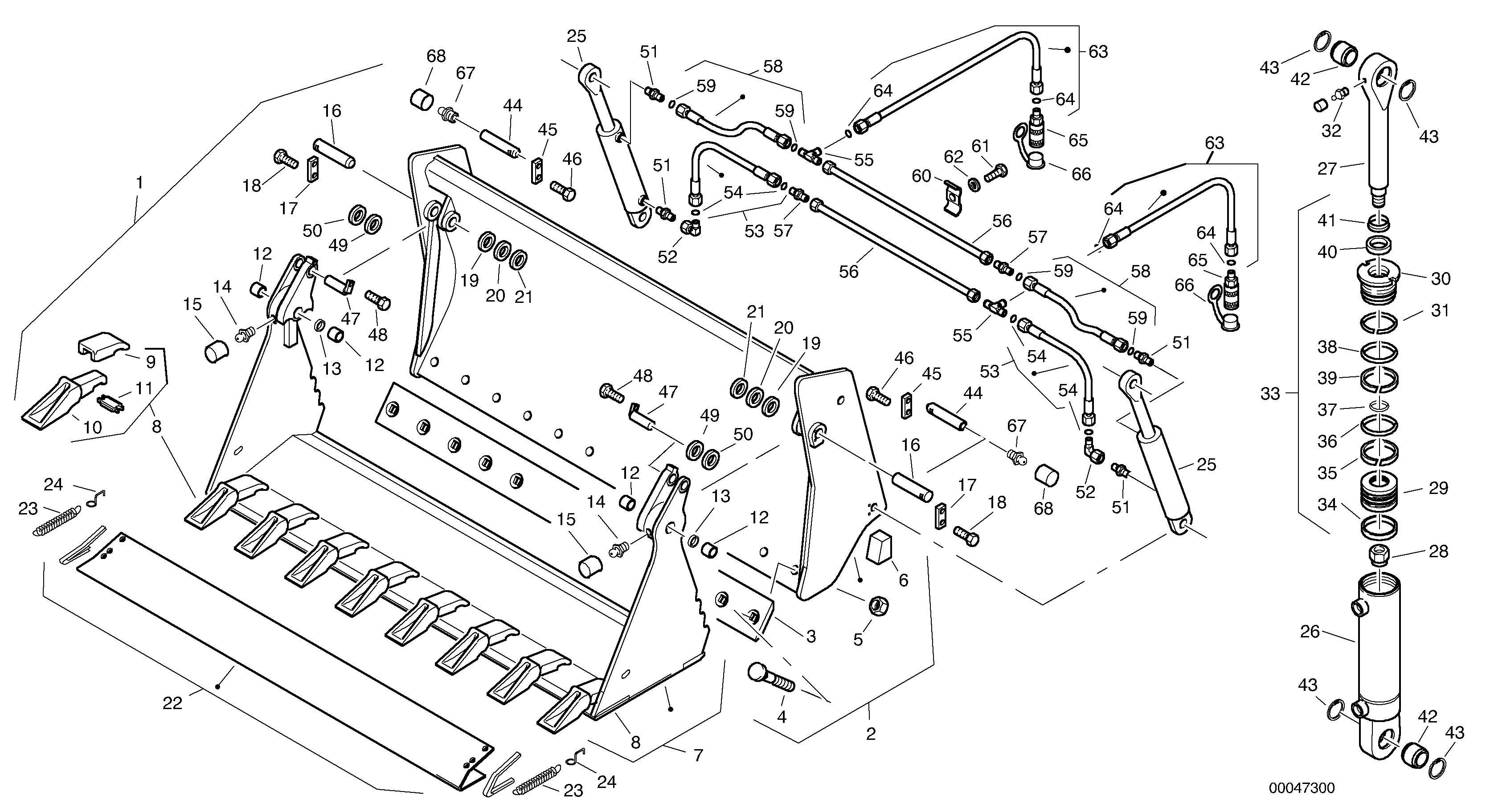 Схема запчастей Volvo L45B - 1467 Combined bucket - TPZ without teeth L45B TYPE 194, 195 SER NO - 1499