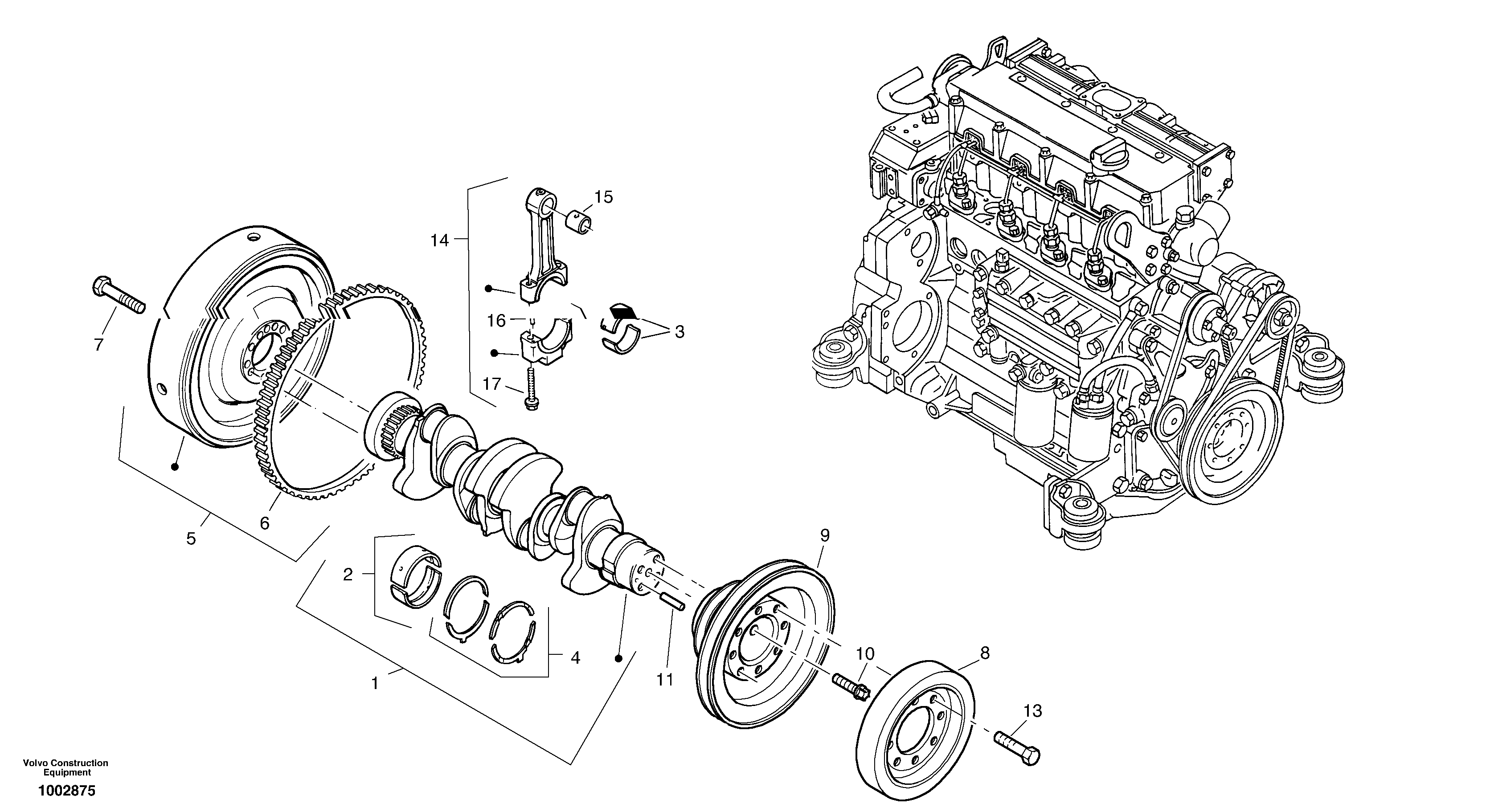 Схема запчастей Volvo L45B - 39978 Коленчатый вал (коленвал) L45B S/N 1941500 - S/N 1951500 -