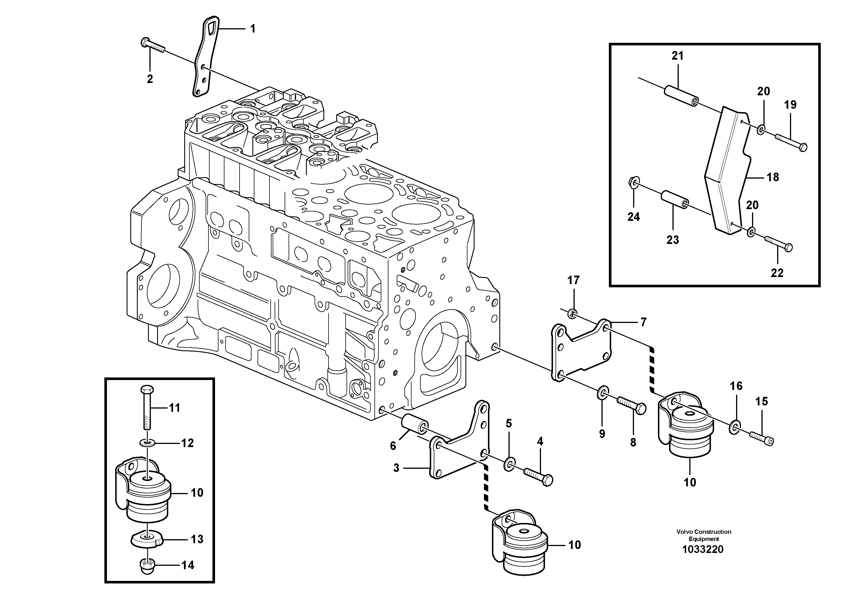 Схема запчастей Volvo L45B - 3337 Установка двигателя L45B S/N 1941500 - S/N 1951500 -