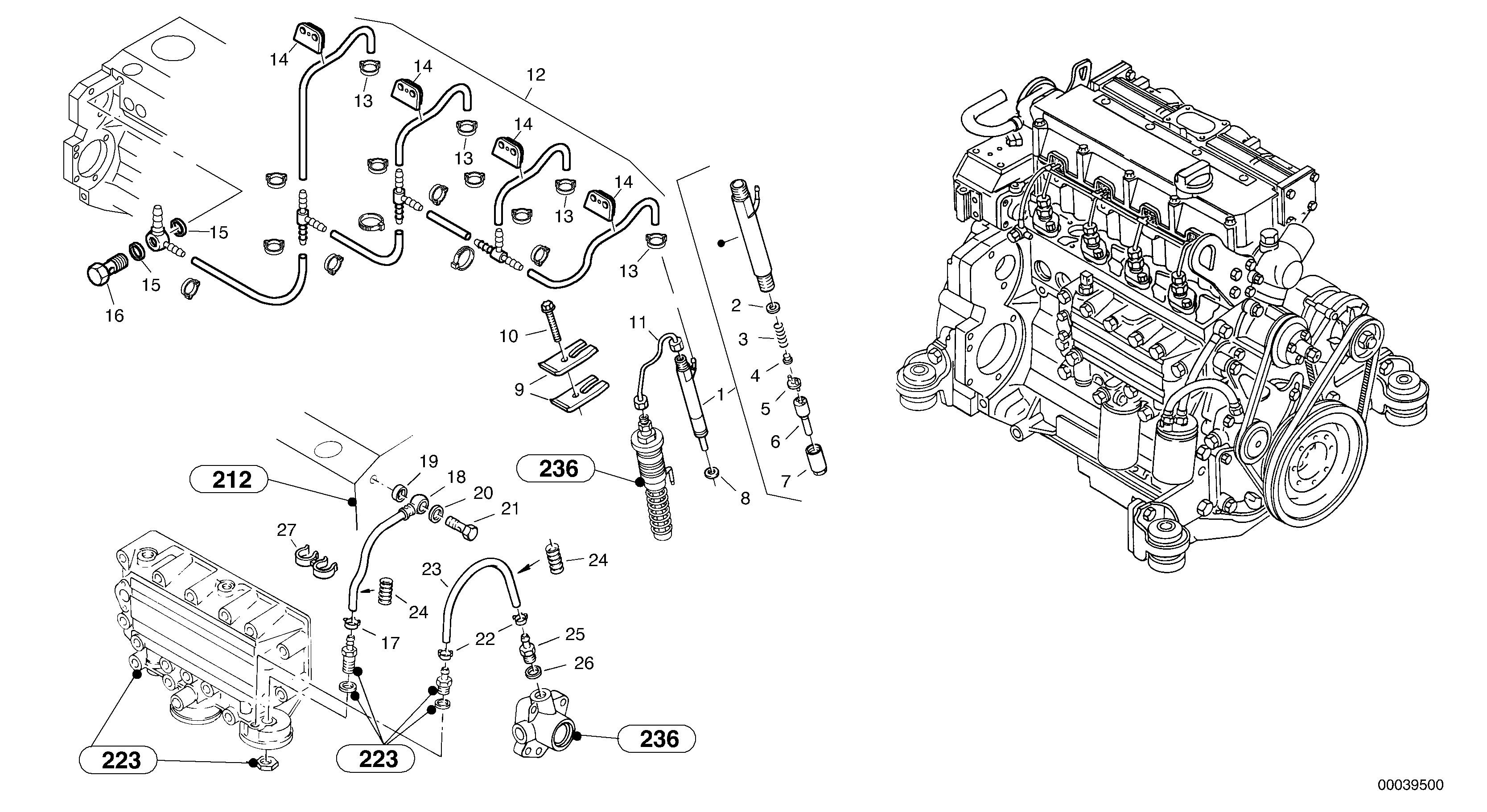 Схема запчастей Volvo L45B - 13102 Injection pipes, Injection valve L45B S/N 1941500 - S/N 1951500 -
