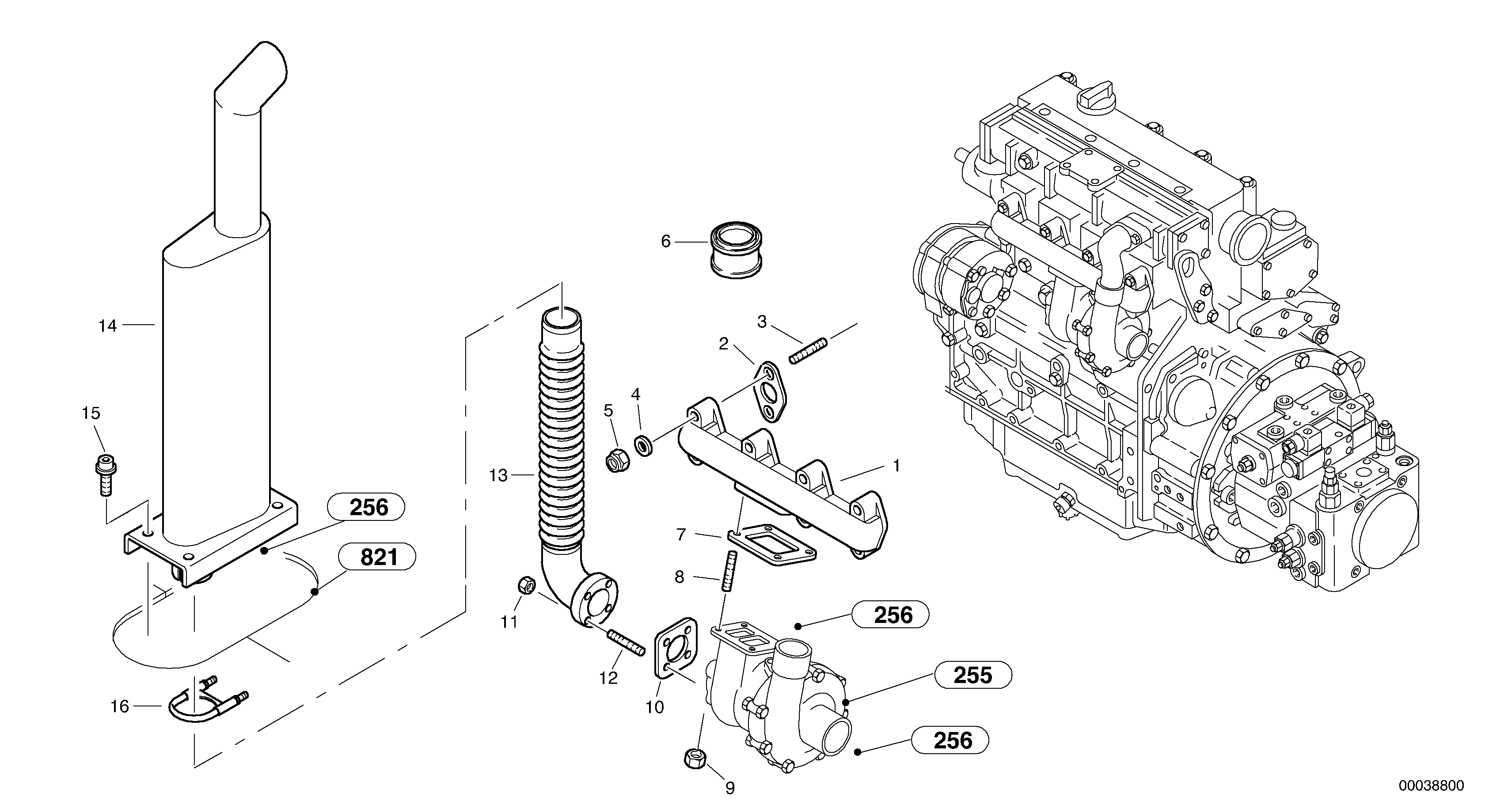 Схема запчастей Volvo L45B - 2814 Выхлопная система L45B S/N 1941500 - S/N 1951500 -