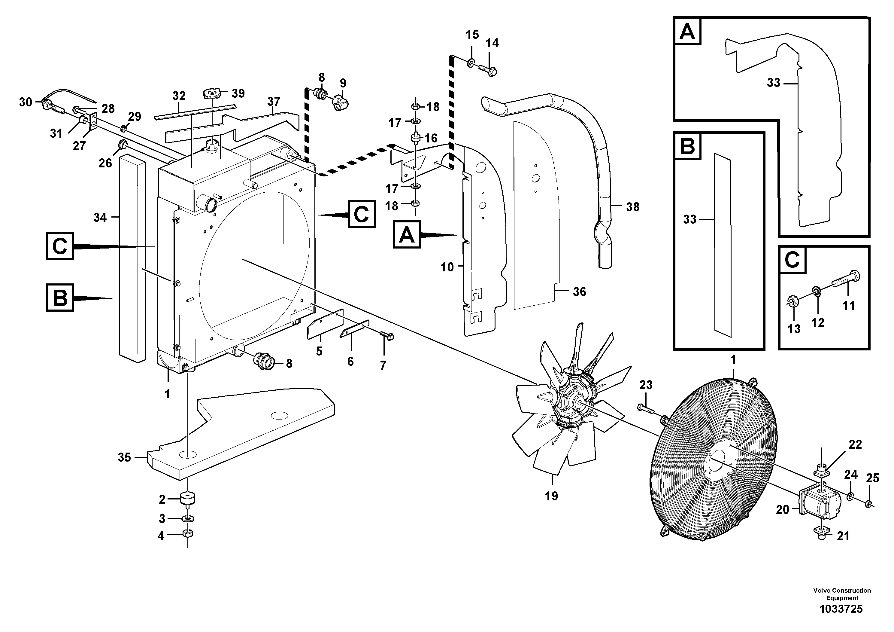 Схема запчастей Volvo L45B - 88258 Cooler with attaching parts L45B S/N 1941500 - S/N 1951500 -
