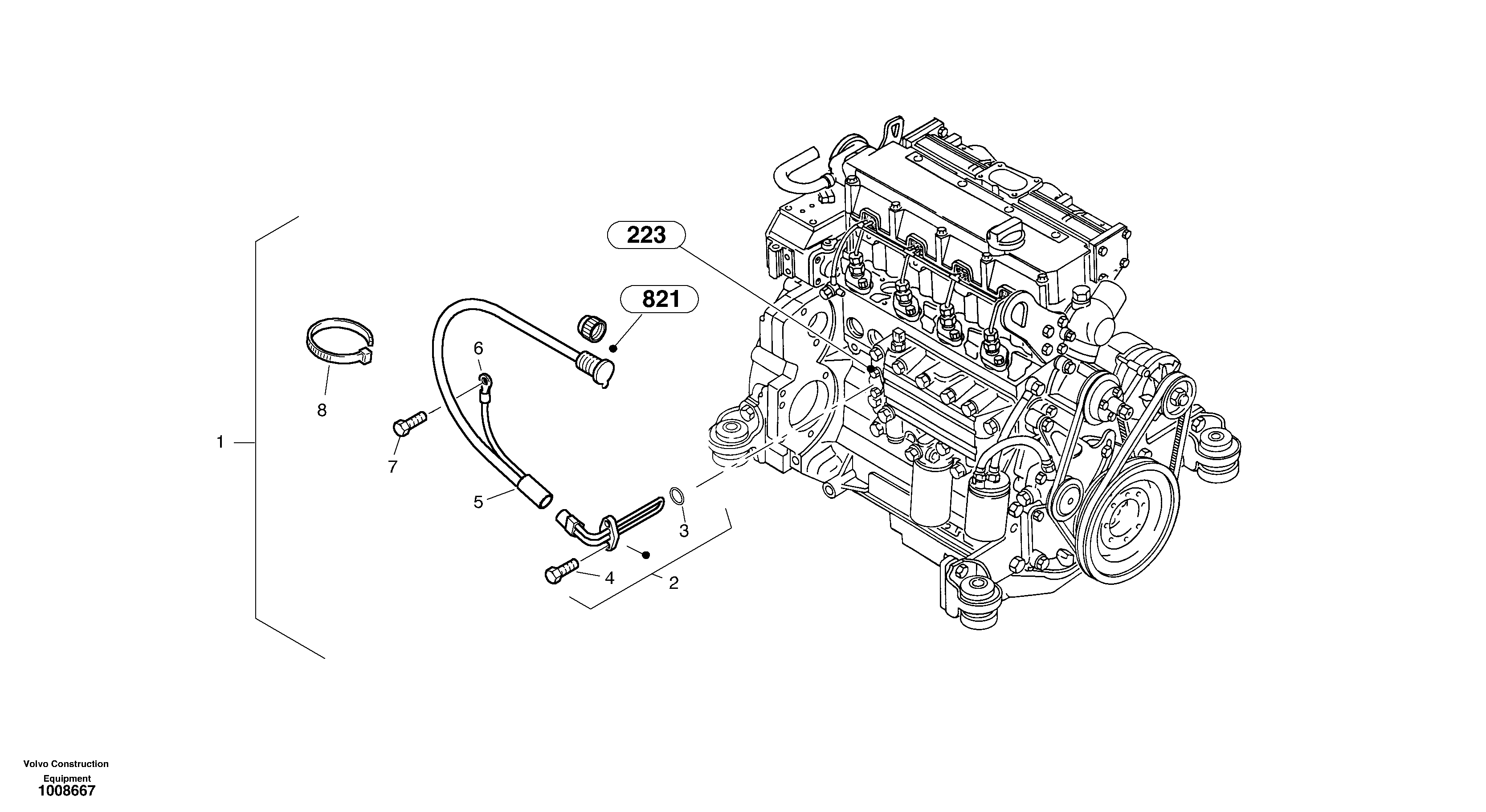 Схема запчастей Volvo L45B - 2496 Motor oil preheating L45B S/N 1941500 - S/N 1951500 -