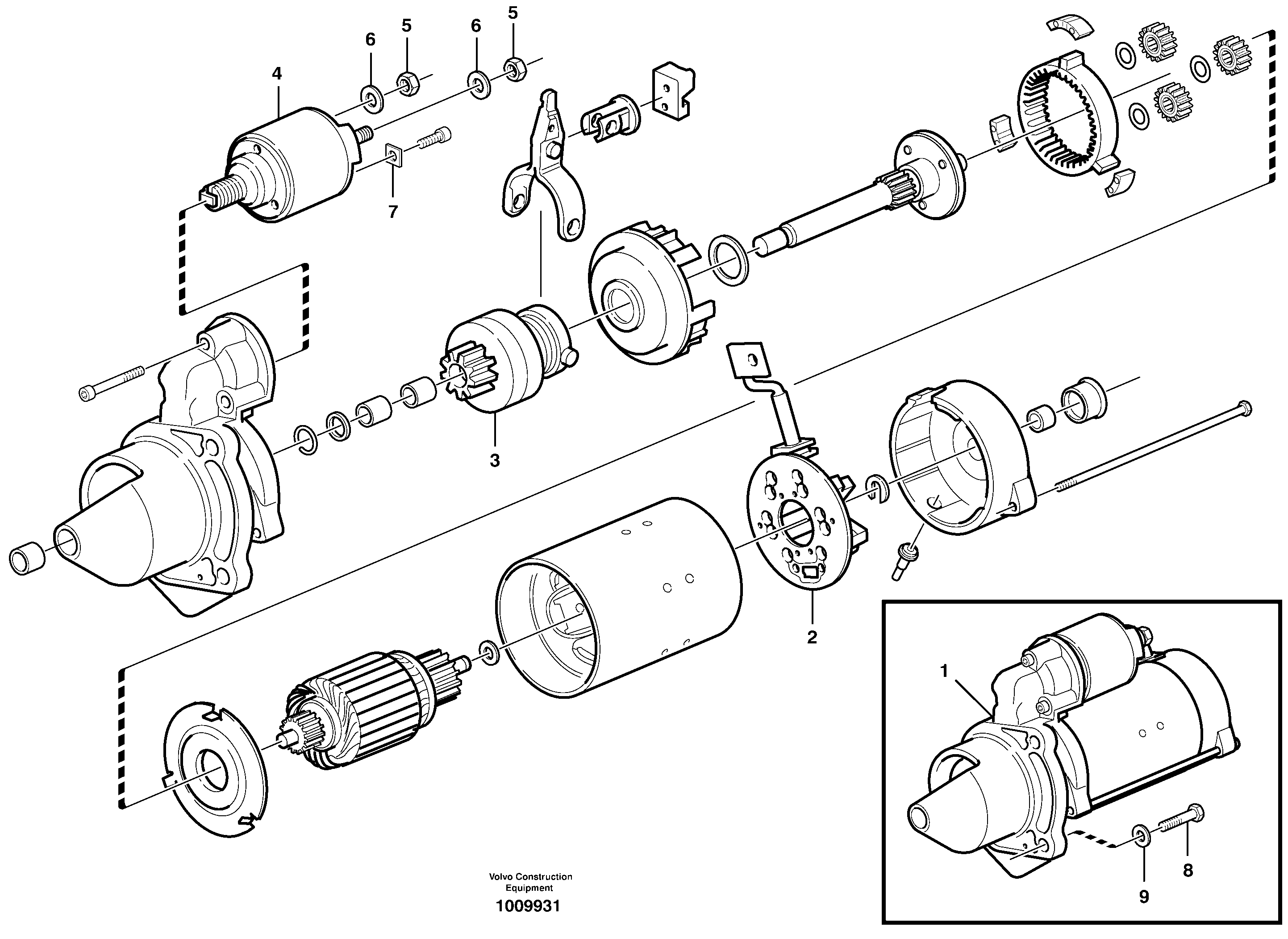 Схема запчастей Volvo L45B - 3515 Starter motor with assembling details L45B S/N 1941500 - S/N 1951500 -