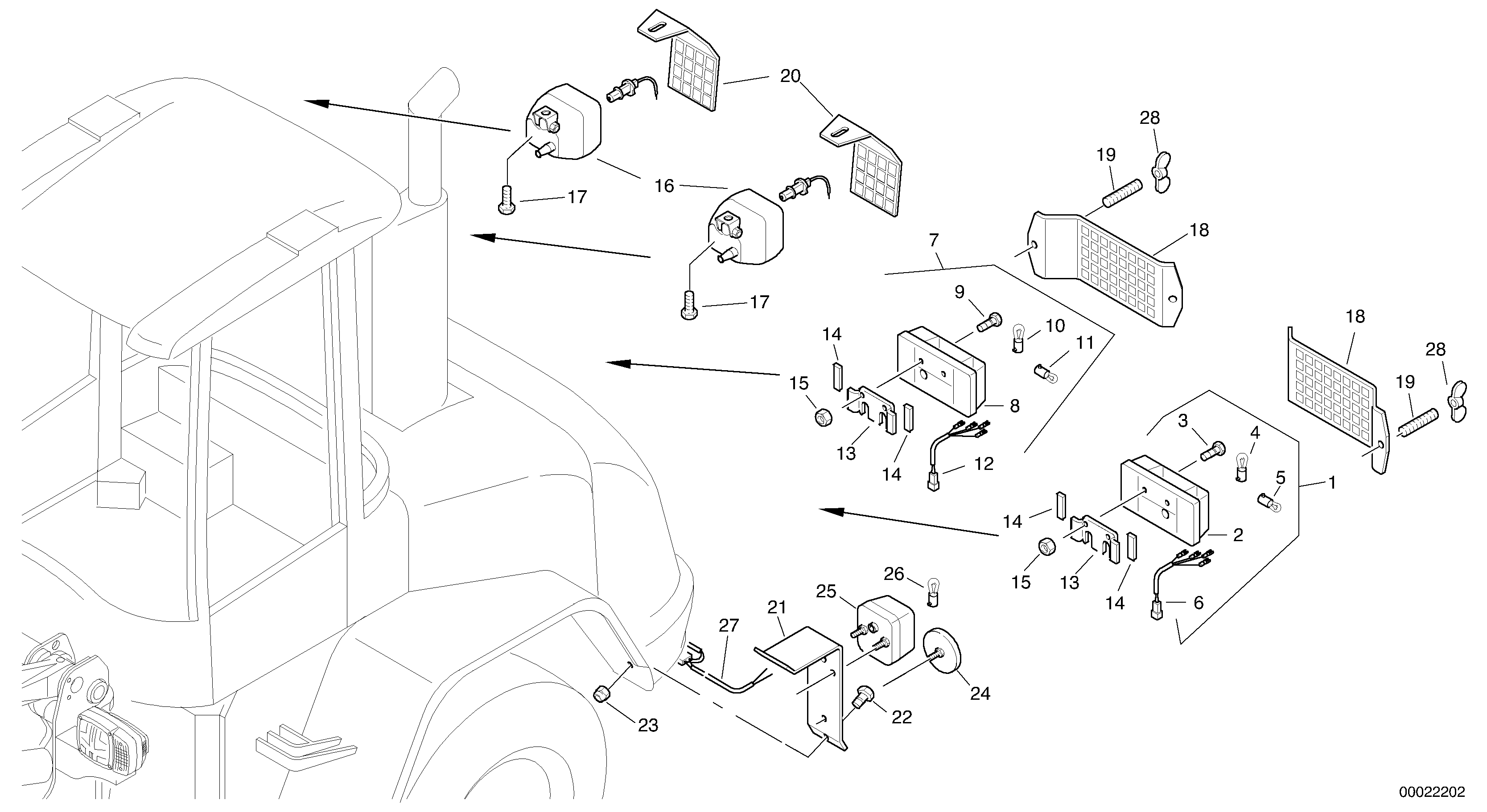 Схема запчастей Volvo L45B - 4054 Lighting, rear L45B S/N 1941500 - S/N 1951500 -