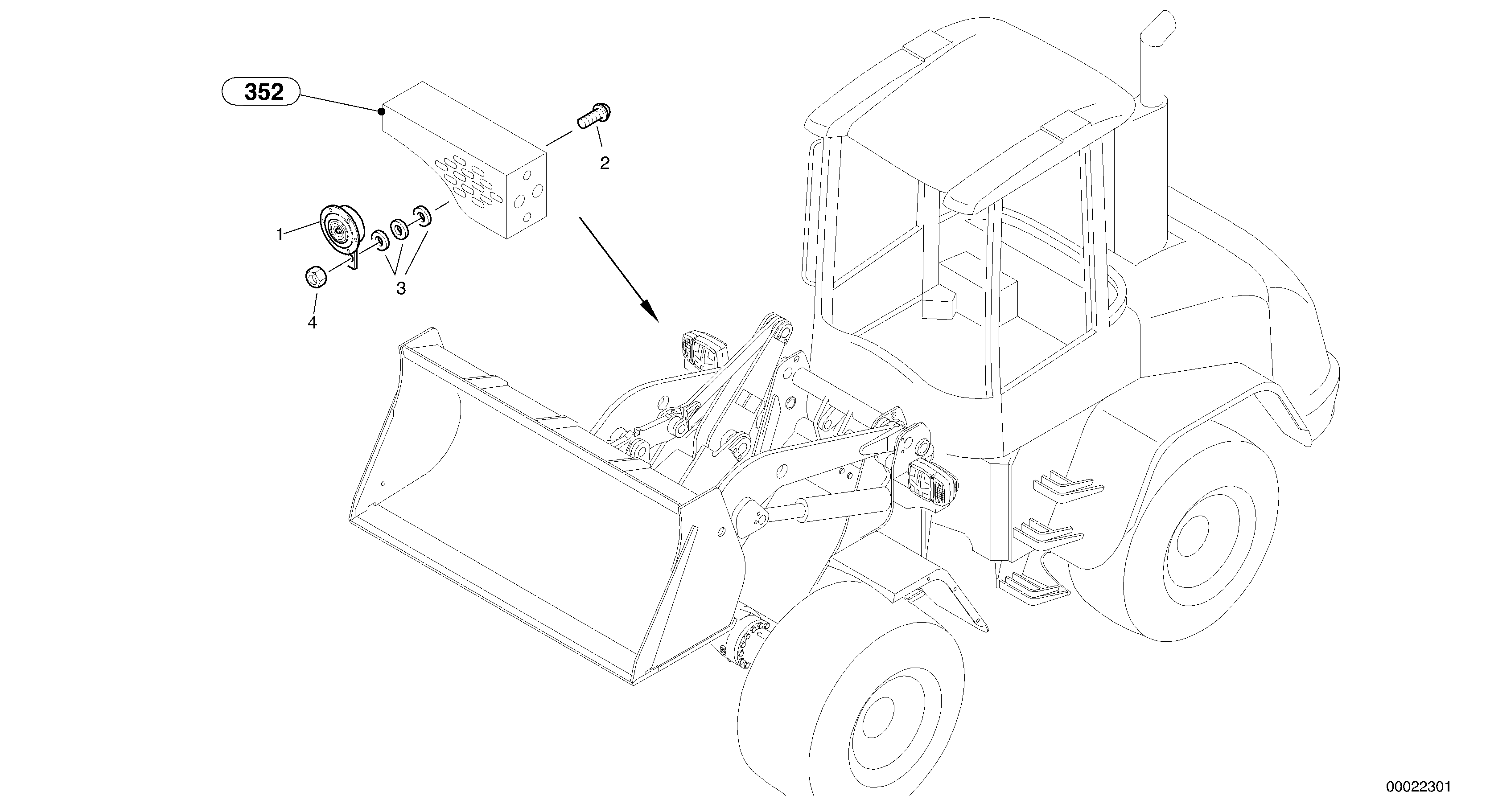 Схема запчастей Volvo L45B - 4061 Signal horn L45B S/N 1941500 - S/N 1951500 -