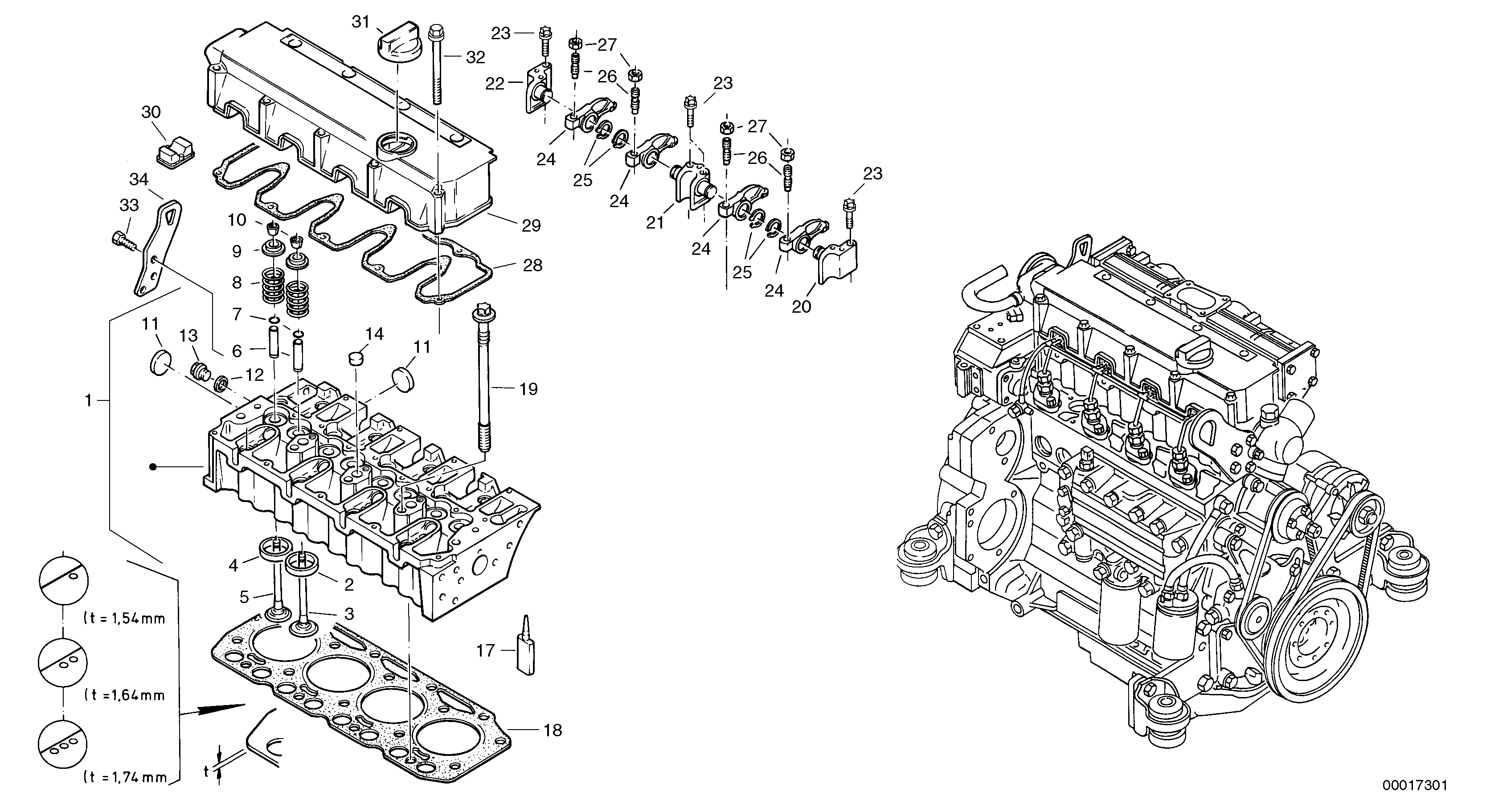 Схема запчастей Volvo L45B - 48330 Cylinder head, timing gears L45B TYPE 194, 195 SER NO - 1499