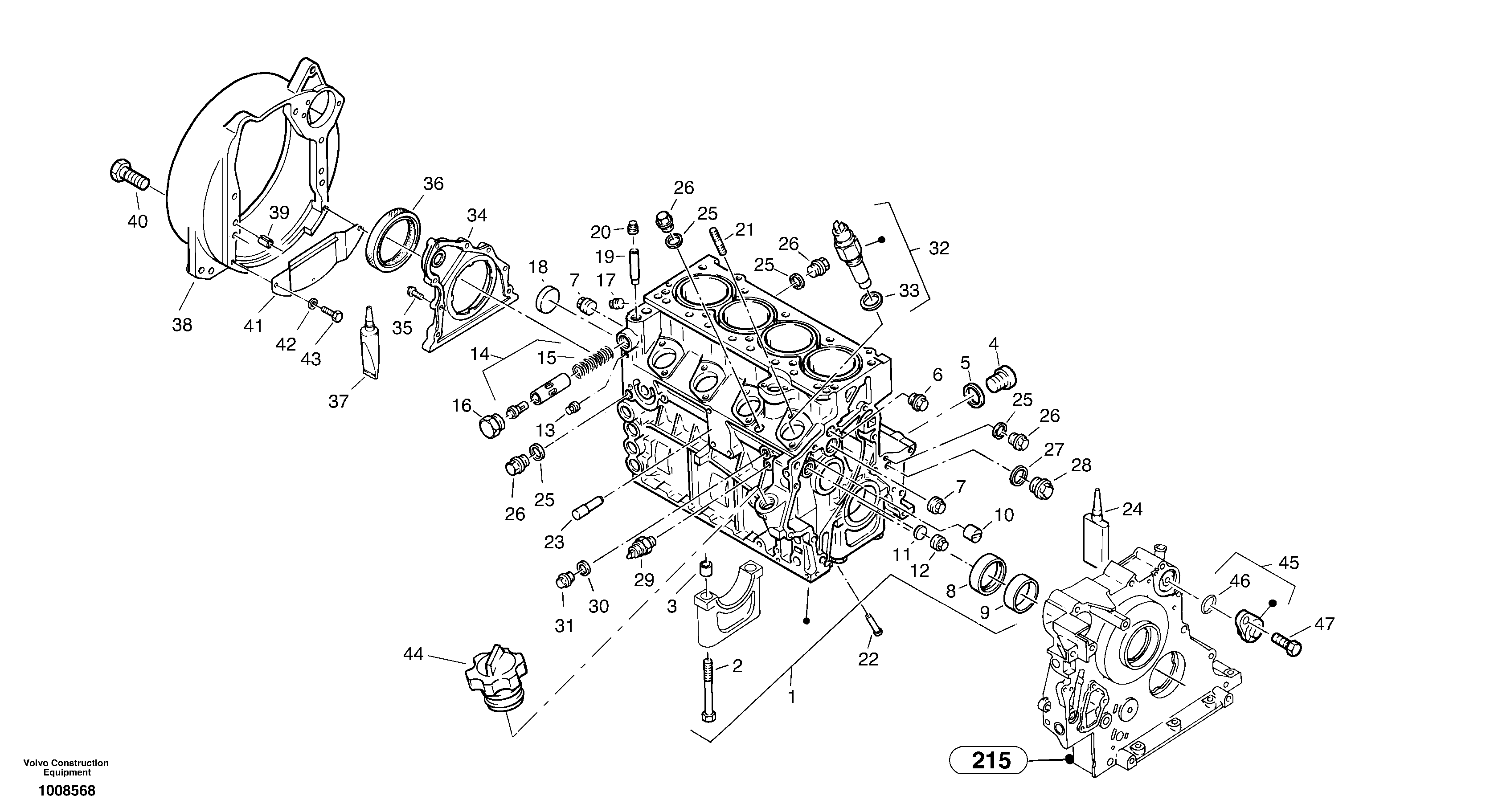 Схема запчастей Volvo L20B - 100770 Engine housing L20B TYPE 170 SER NO 0500 -