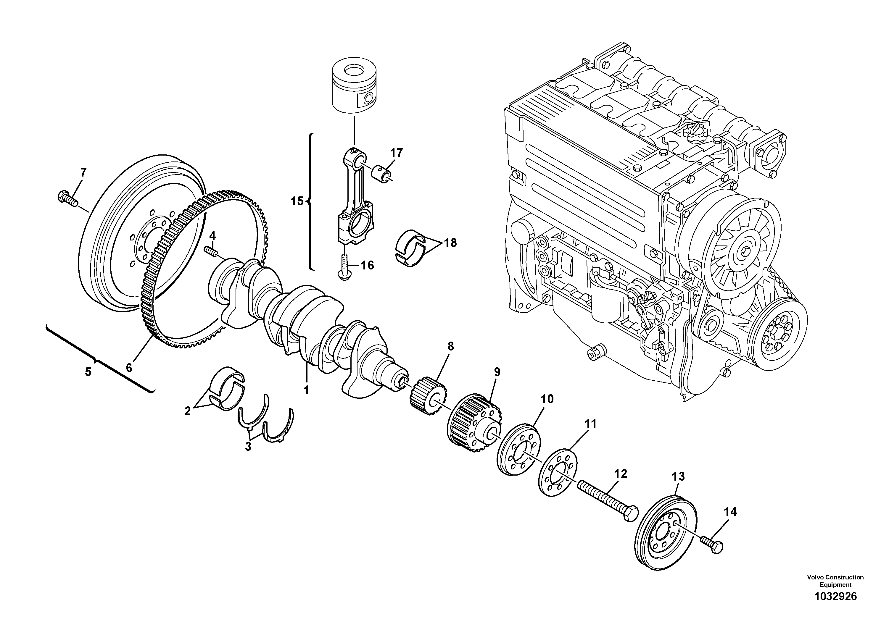 Схема запчастей Volvo L20B - 77738 Коленчатый вал (коленвал) L20B TYPE 170 SER NO 0500 -