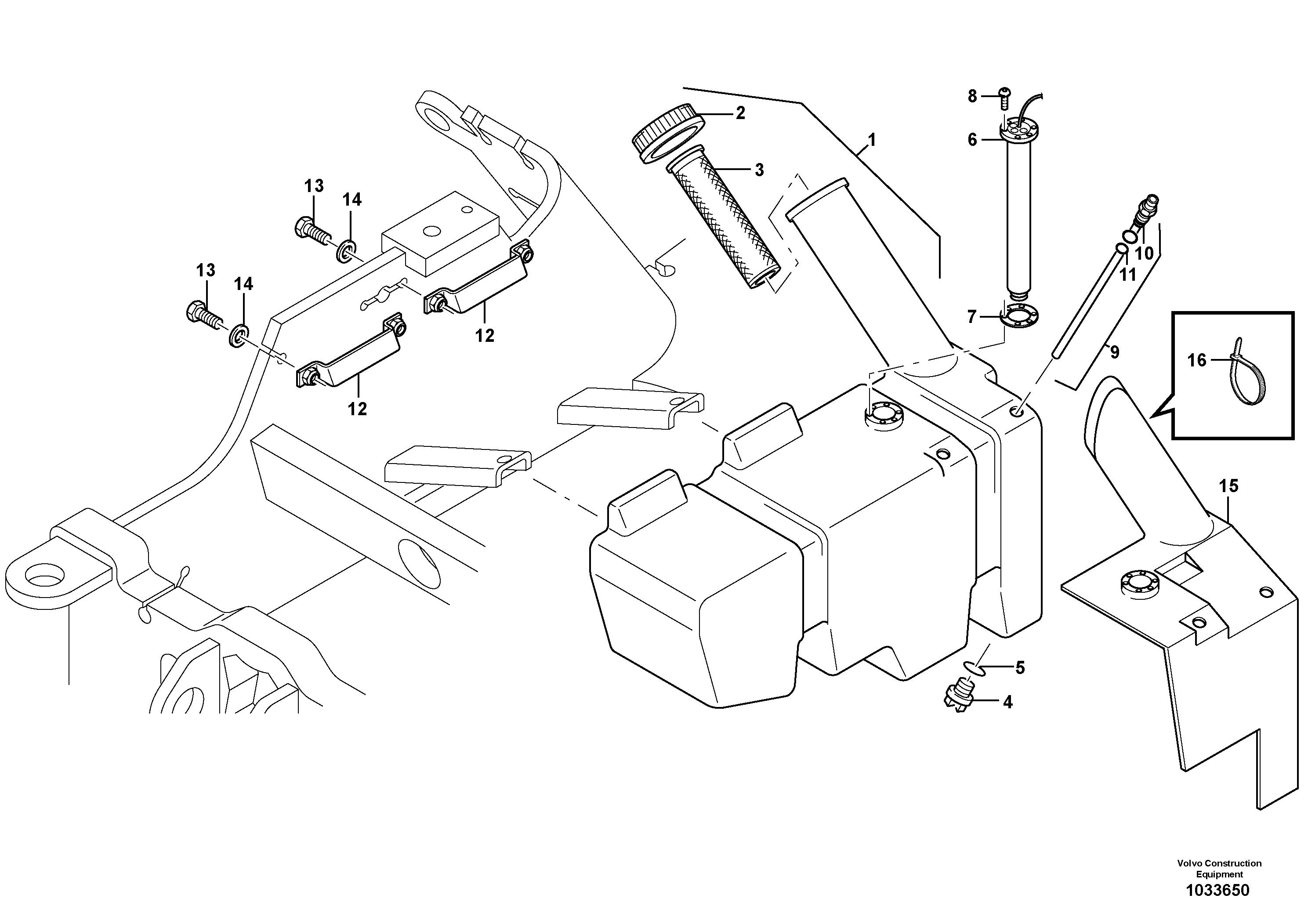 Схема запчастей Volvo L20B - 94372 Топливный бак (бензобак) L20B TYPE 170 SER NO 0500 -