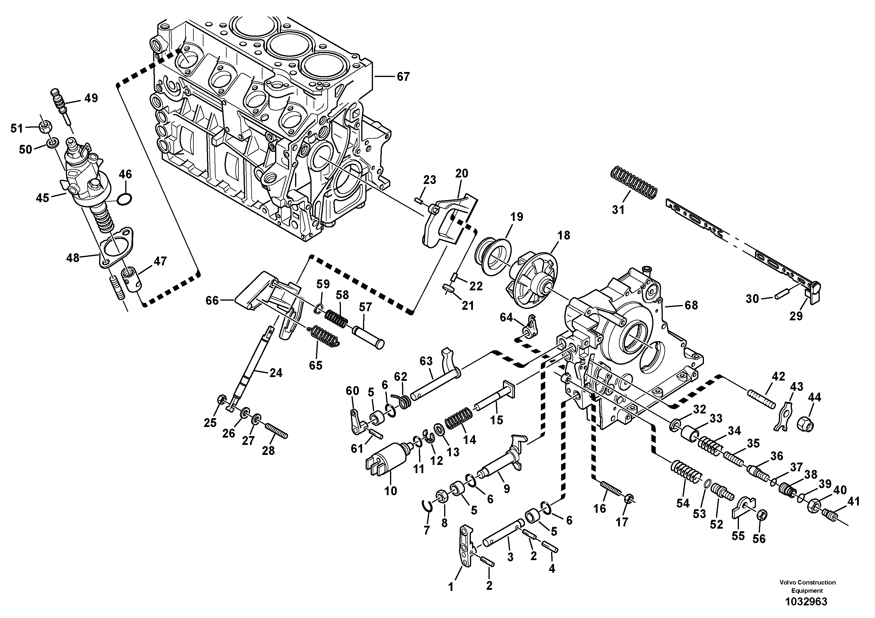 Схема запчастей Volvo L20B - 100762 Speed adjustment - Fuel injection pump L20B TYPE 170 SER NO 0500 -