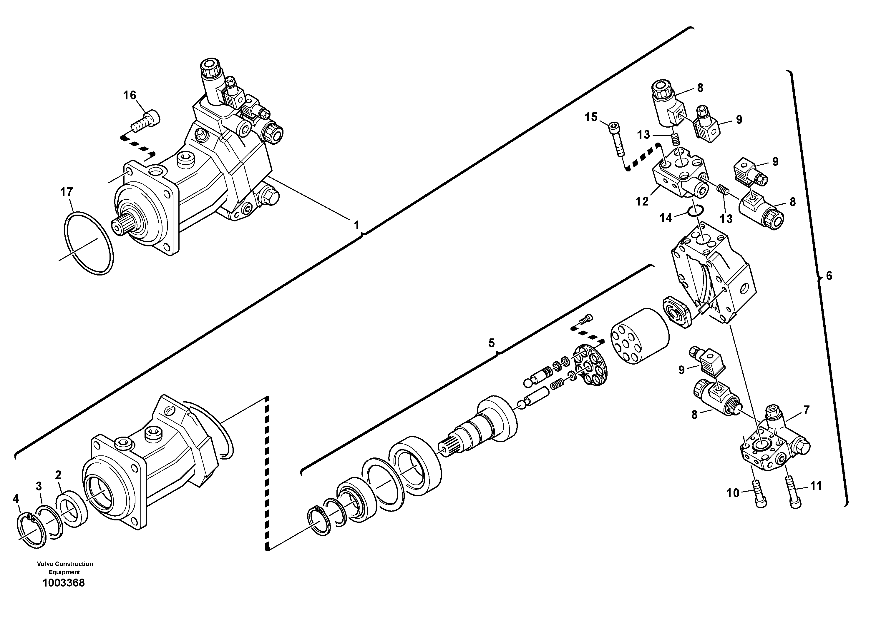 Схема запчастей Volvo L20B - 689 Variable displacement motor L20B TYPE 170 SER NO 0500 -