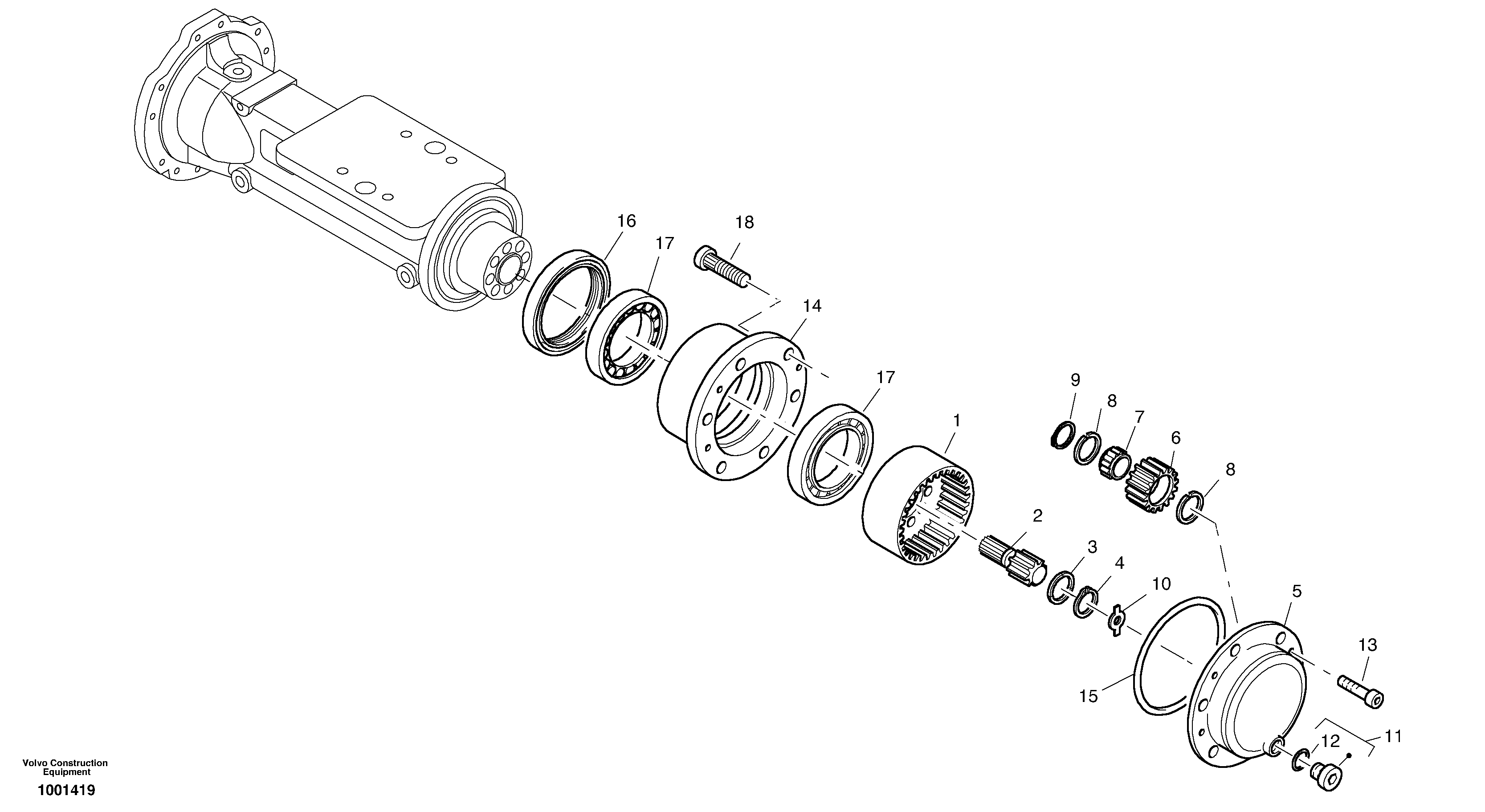 Схема запчастей Volvo L20B - 13959 Final drive-front axle L20B TYPE 170 SER NO 0500 -