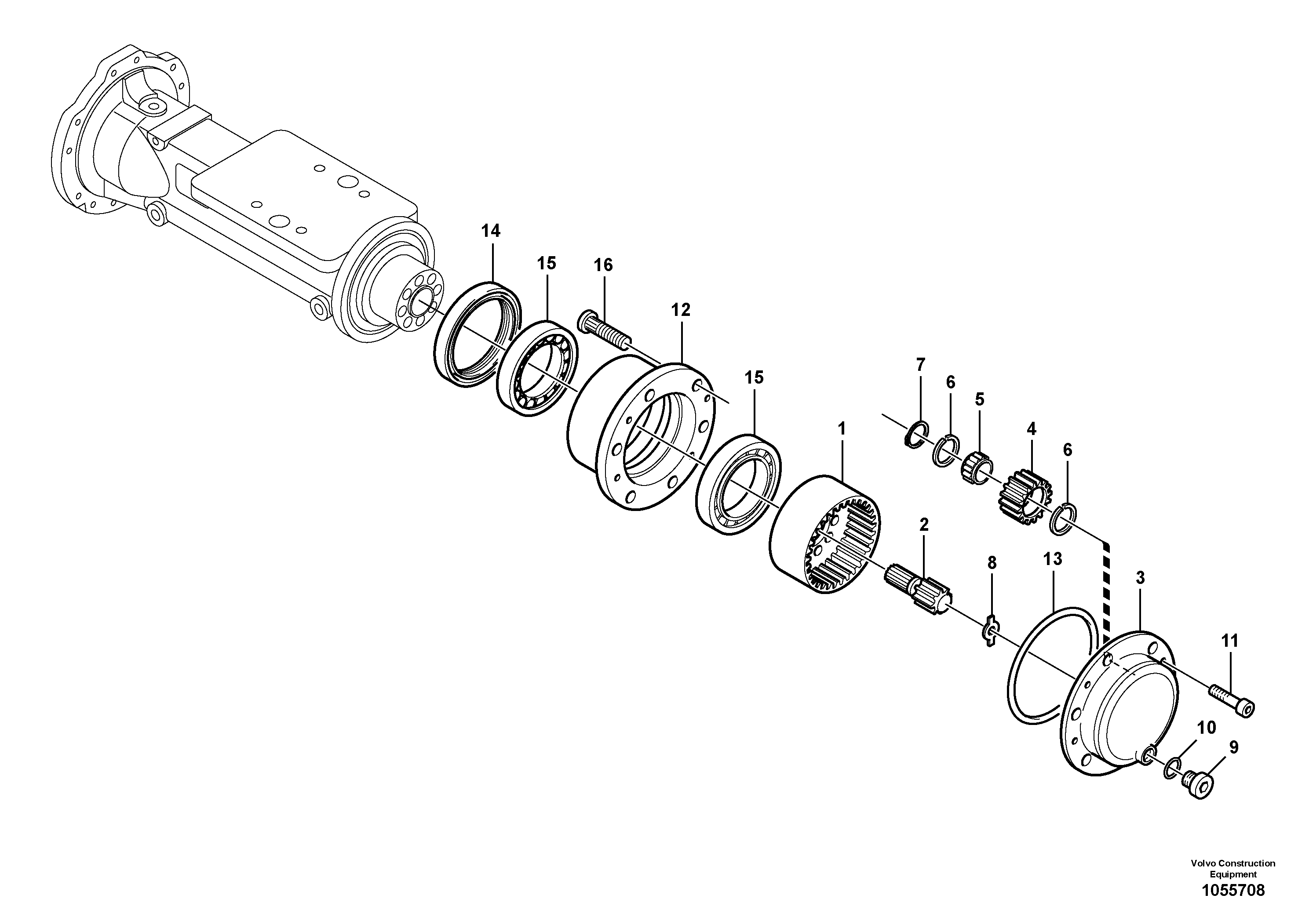 Схема запчастей Volvo L20B - 3147 Final drive-front axle L20B TYPE 170 SER NO 0500 -