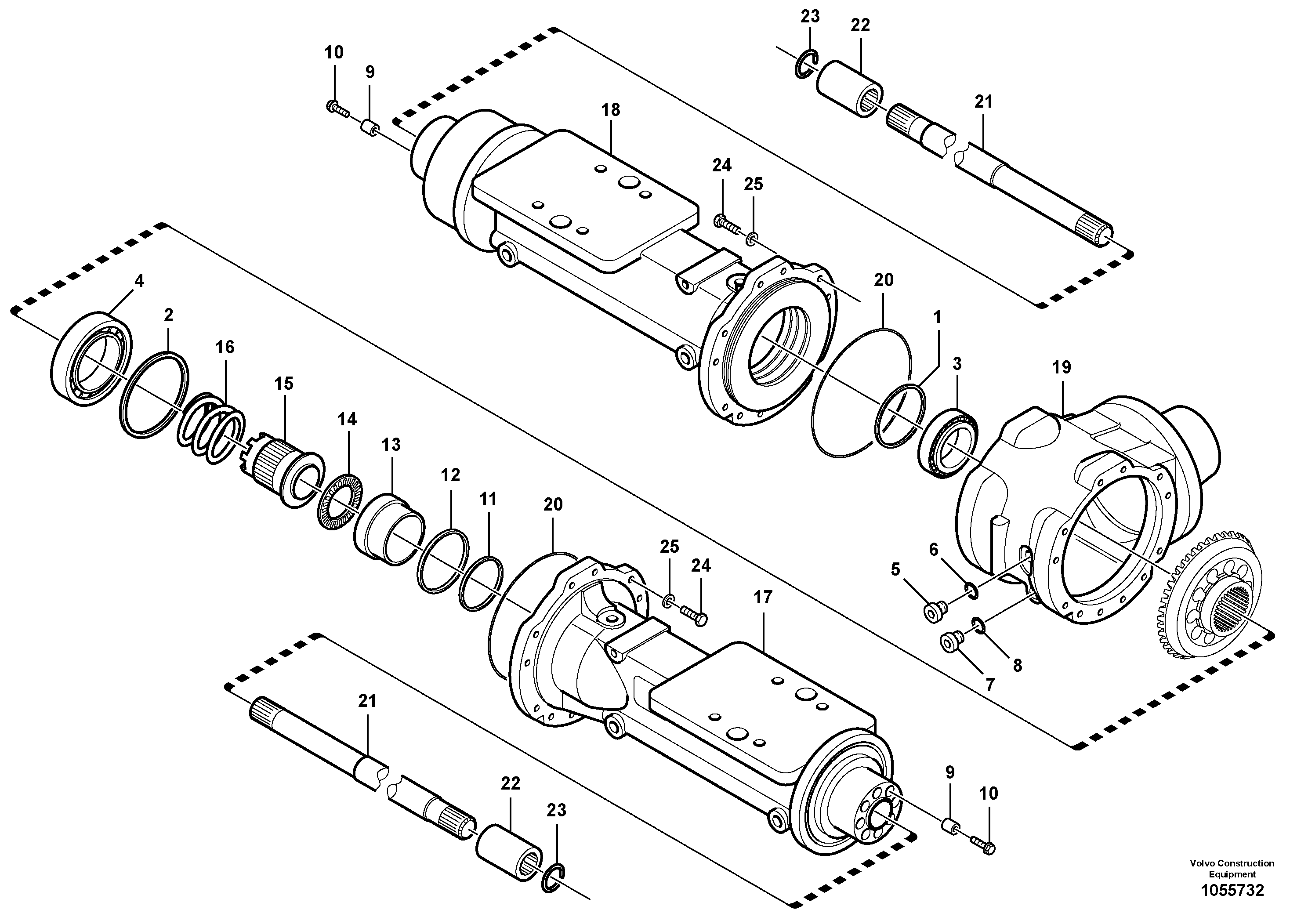 Схема запчастей Volvo L20B - 3150 Housing - front axle L20B TYPE 170 SER NO 0500 -