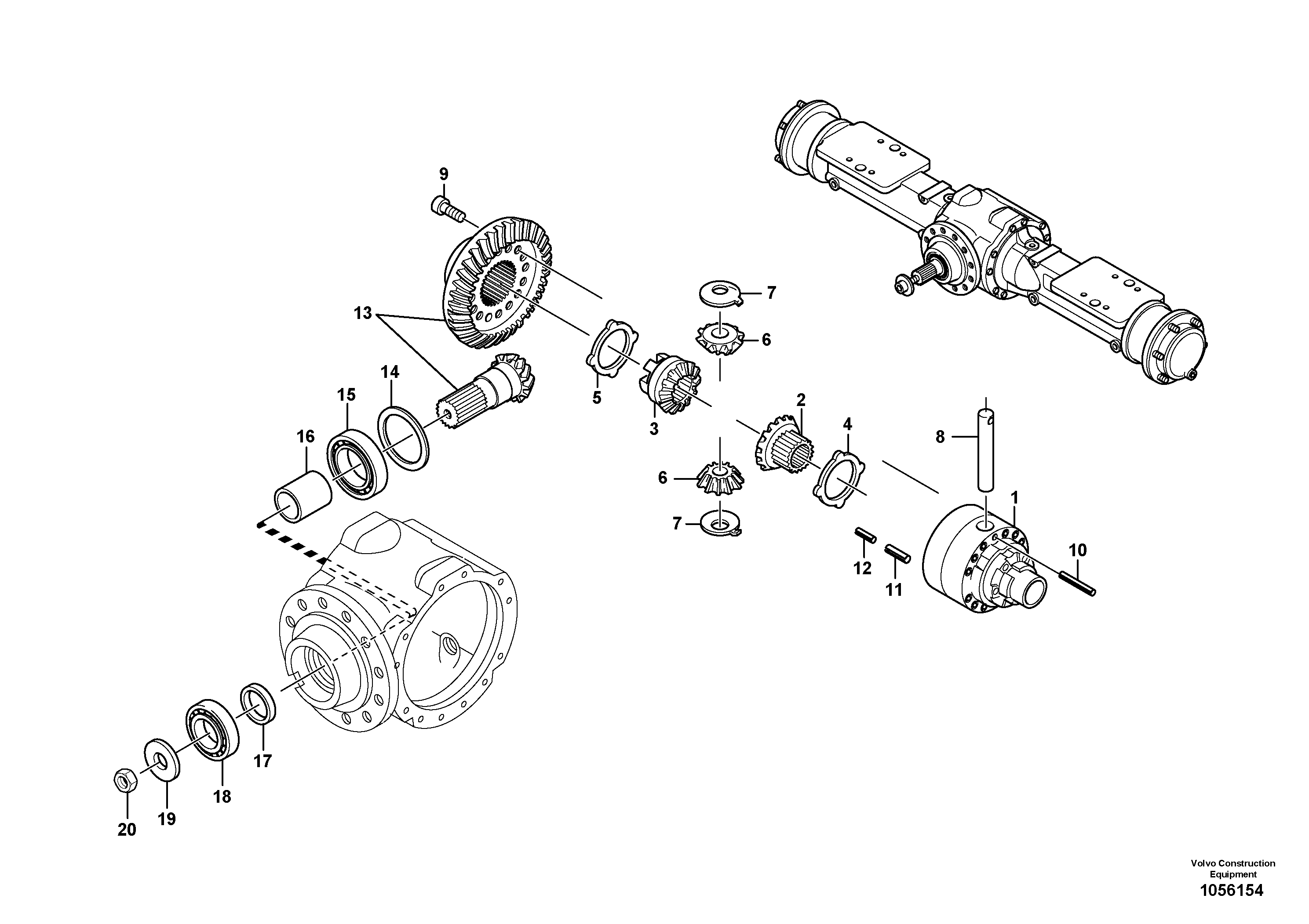 Схема запчастей Volvo L20B - 101618 Differential carrier - assy rear axle L20B TYPE 170 SER NO 0500 -