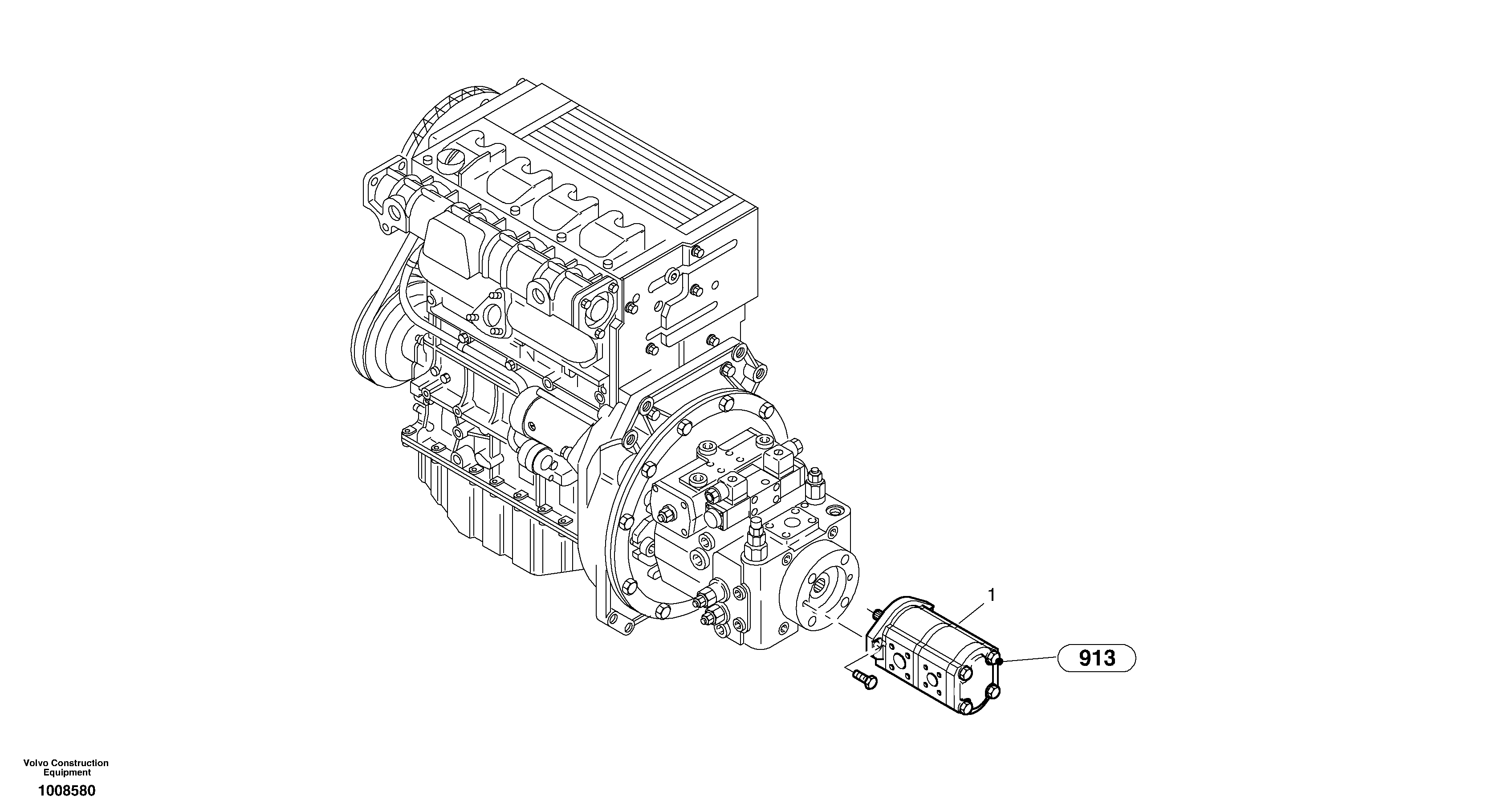 Схема запчастей Volvo L20B - 1611 Гидронасос рулевой L20B TYPE 170 SER NO 0500 -