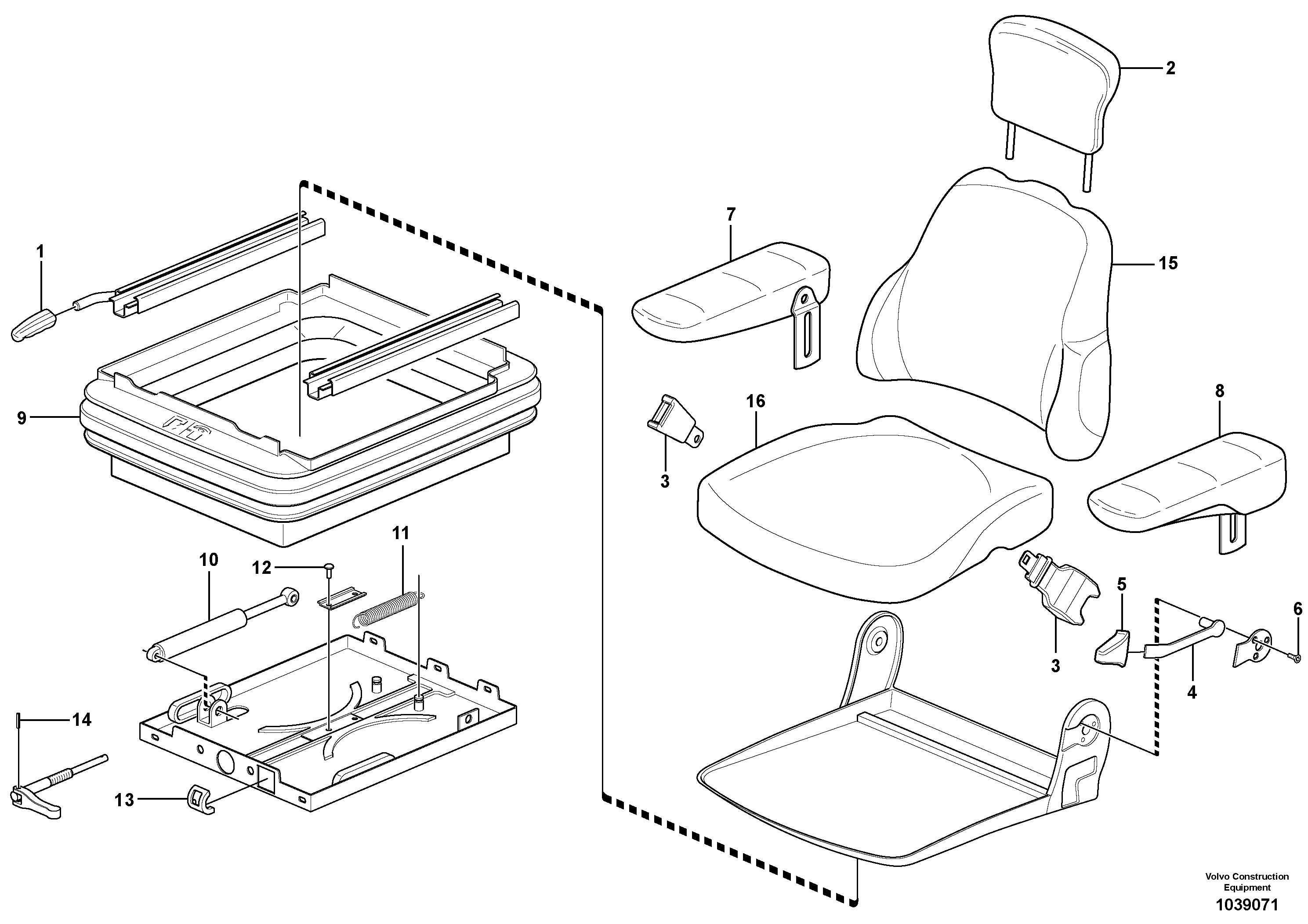 Схема запчастей Volvo L20B - 83624 Drivers seat L20B TYPE 170 SER NO 0500 -