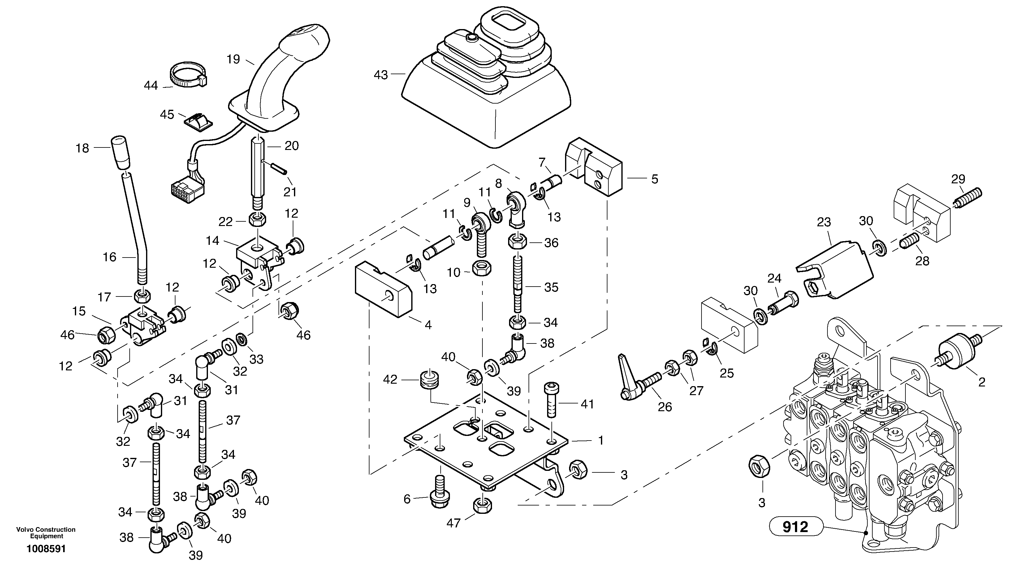 Схема запчастей Volvo L20B - 84587 Servo control valve L20B TYPE 170 SER NO 0500 -