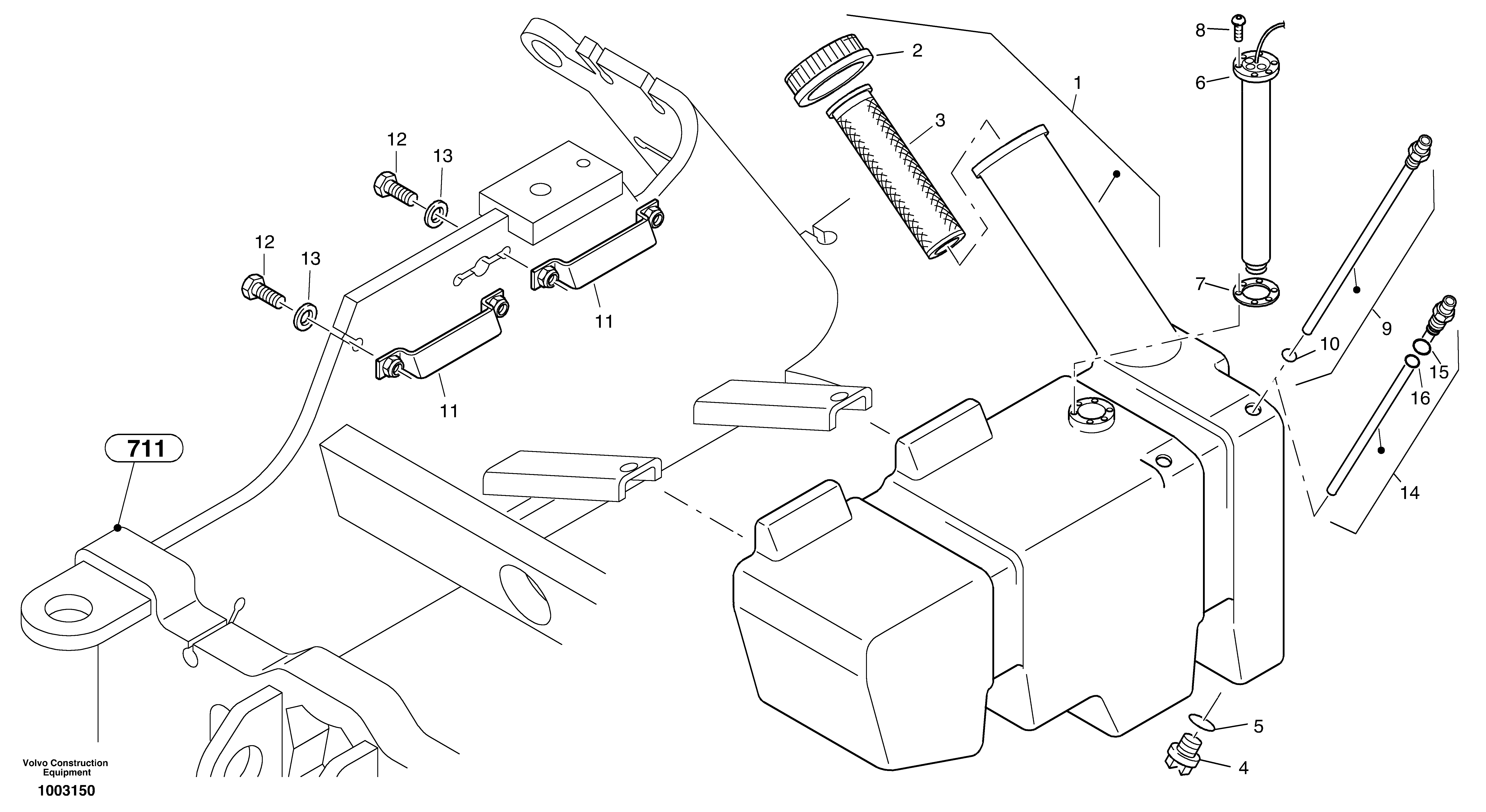 Схема запчастей Volvo L20B - 6968 Топливный бак (бензобак) L20B TYPE 170 SER NO - 0499