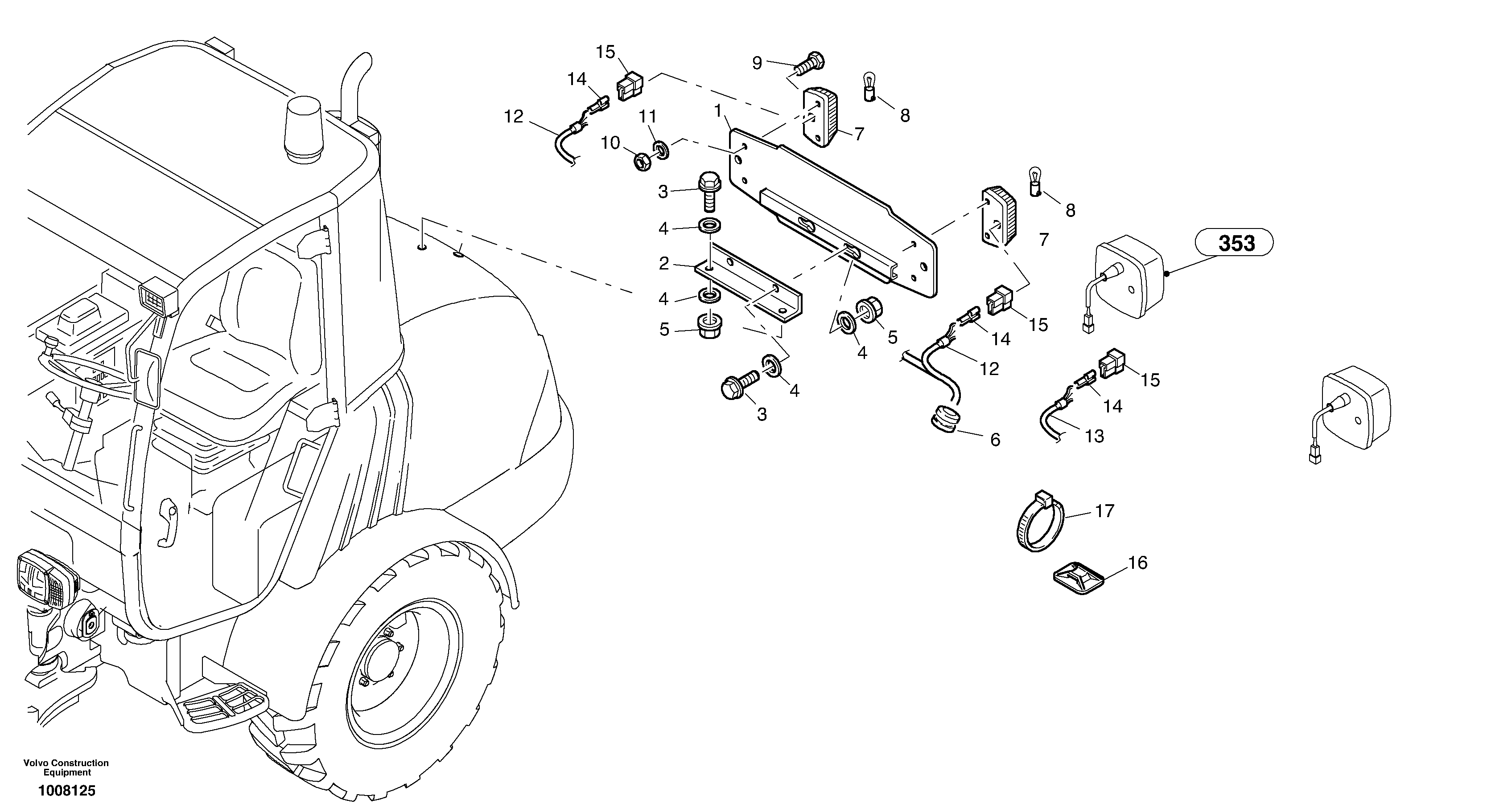 Схема запчастей Volvo L20B - 12905 Number plate illumination L20B TYPE 170 SER NO - 0499