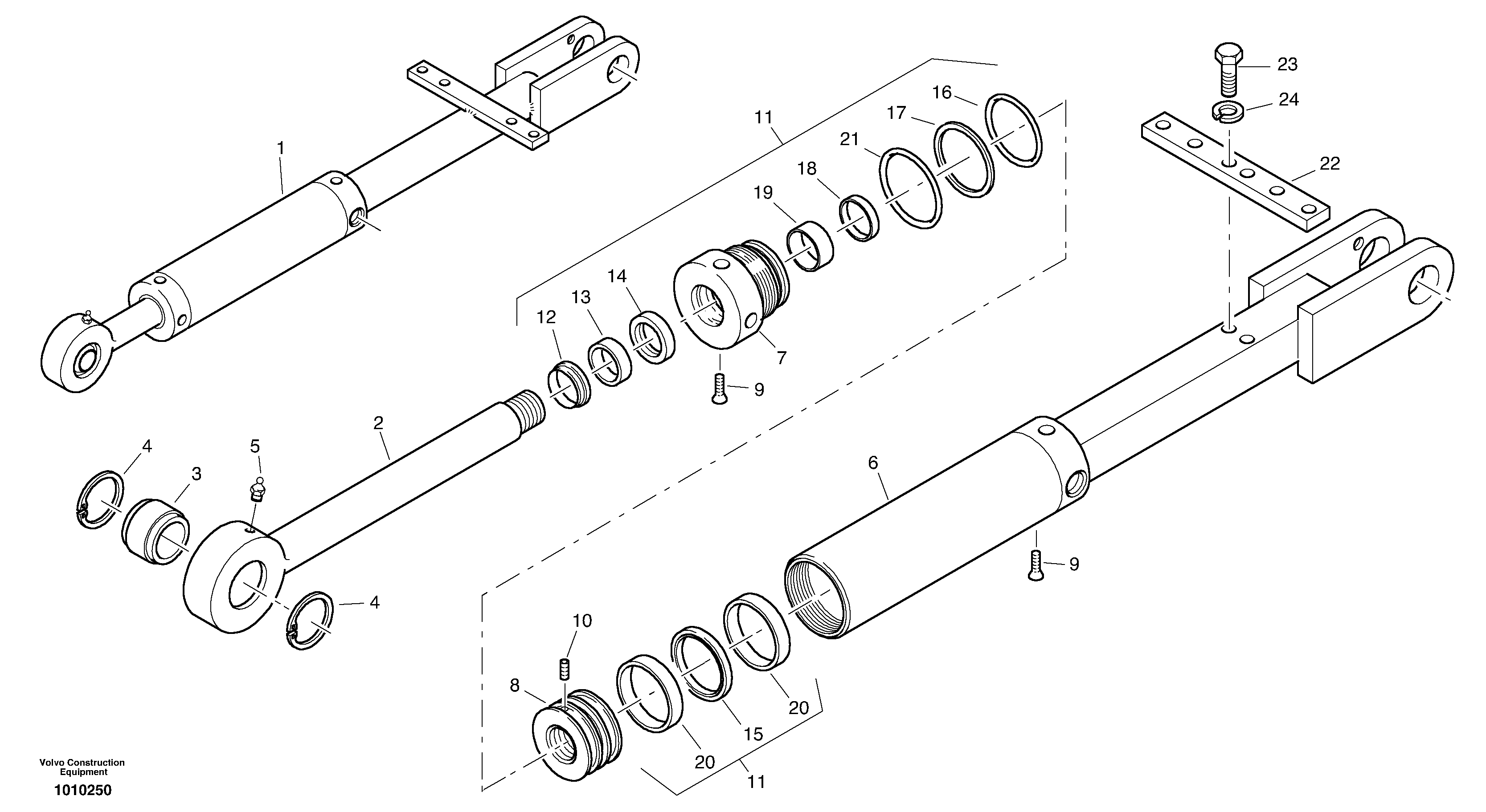 Схема запчастей Volvo L20B - 635 Цилиндр подъема (наклона) кузова L20B TYPE 170 SER NO 0500 -