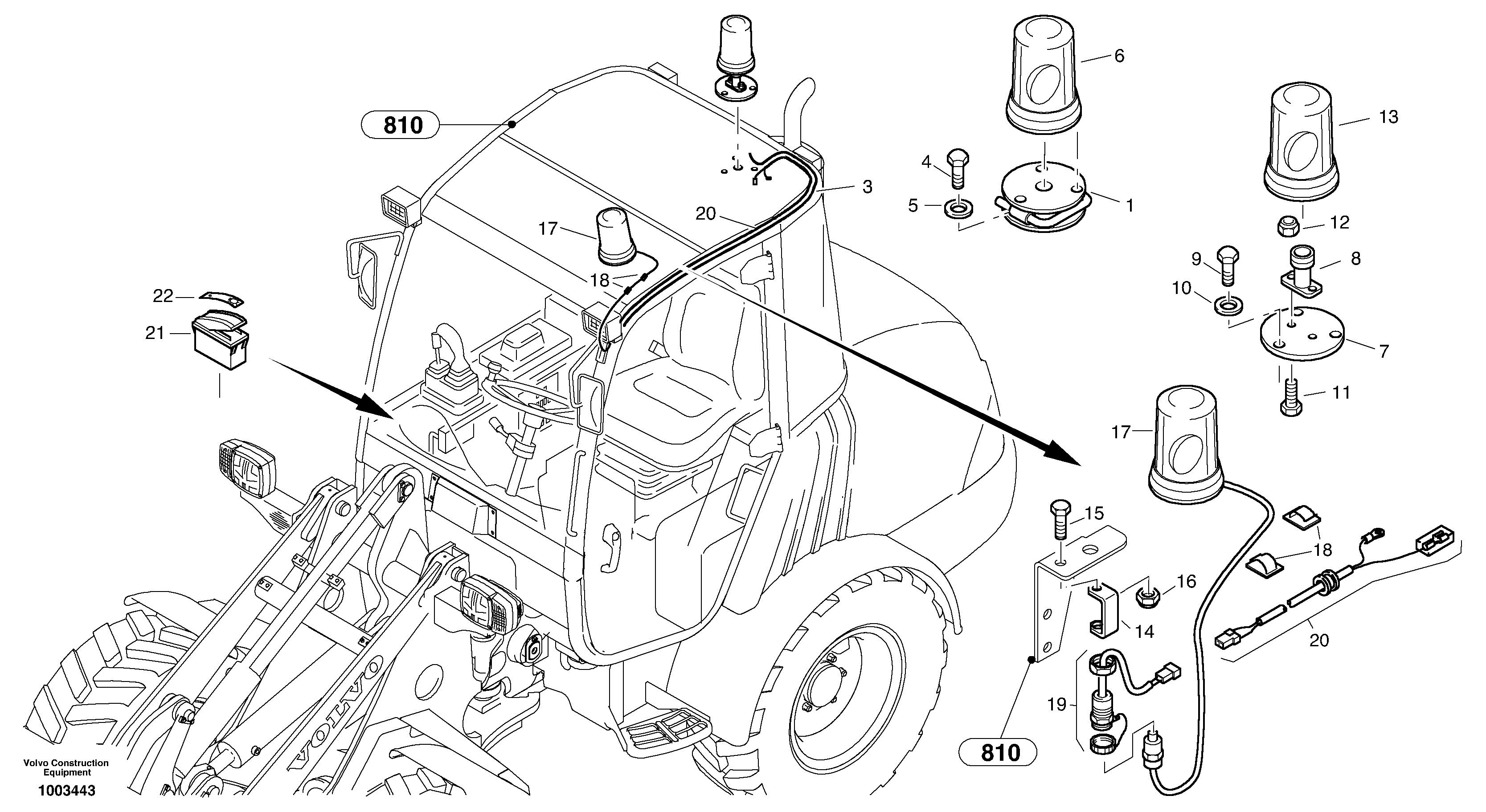 Схема запчастей Volvo L20B - 11598 All-round side lamp L20B TYPE 170 SER NO - 0499