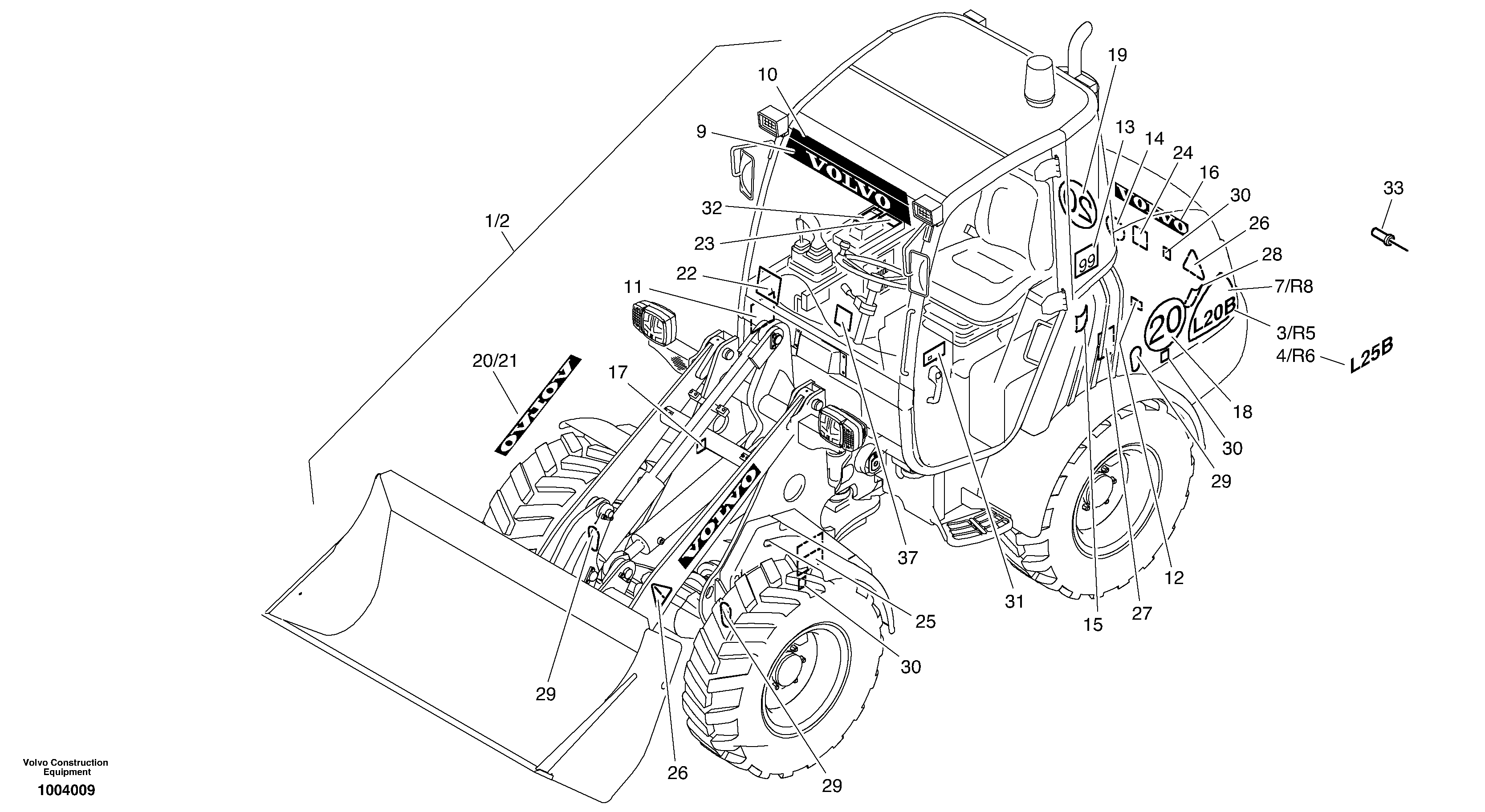 Схема запчастей Volvo L25B - 33332 Plates L25B TYPE 175 SER NO - 0499