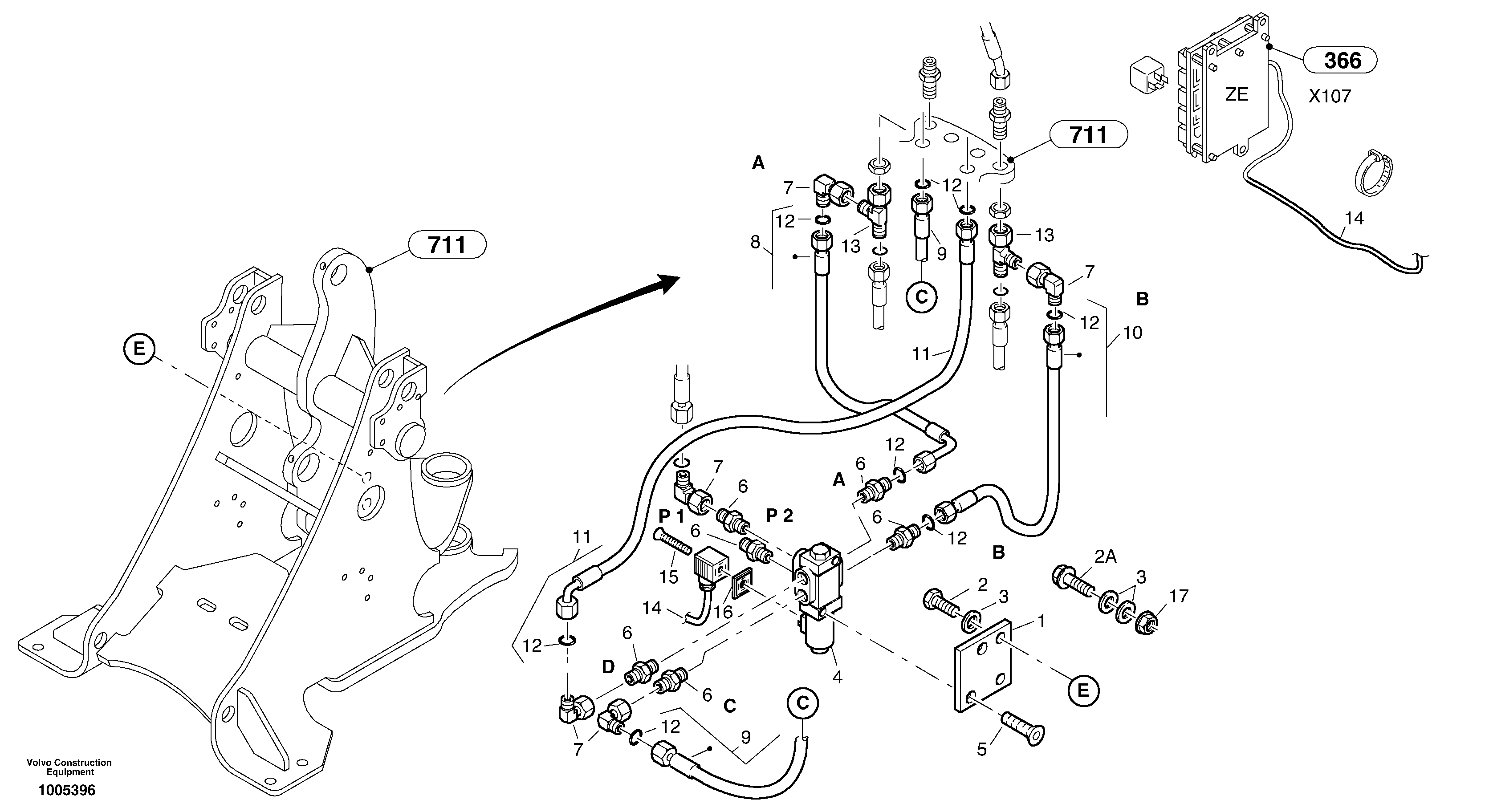 Схема запчастей Volvo L25B - 475 Hydraulic function - Nr. 3 L25B TYPE 175 SER NO - 0499
