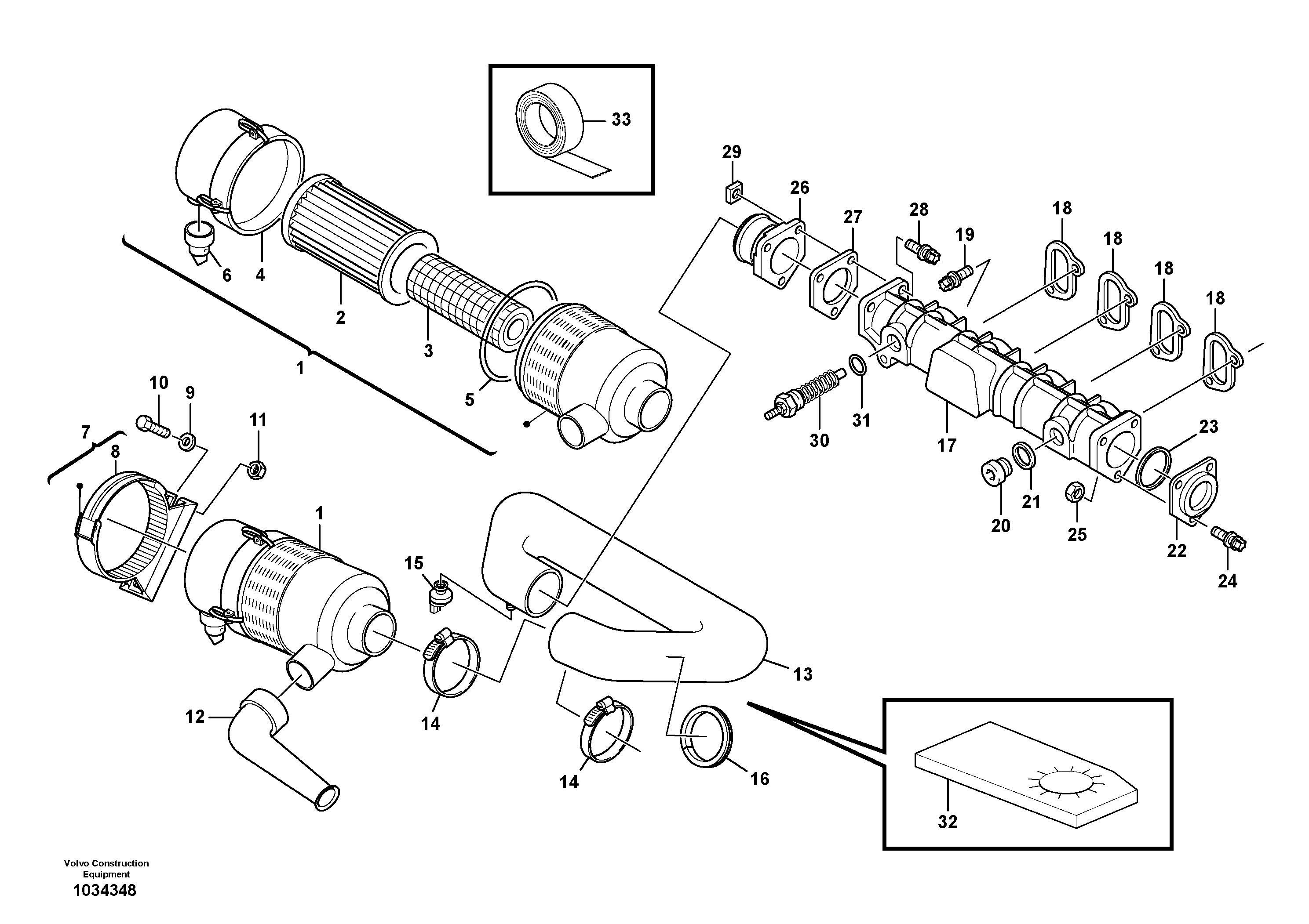 Схема запчастей Volvo L25B - 11454 Suction system, filter L25B TYPE 175, S/N 0500 - TYPE 176, S/N 0001 -