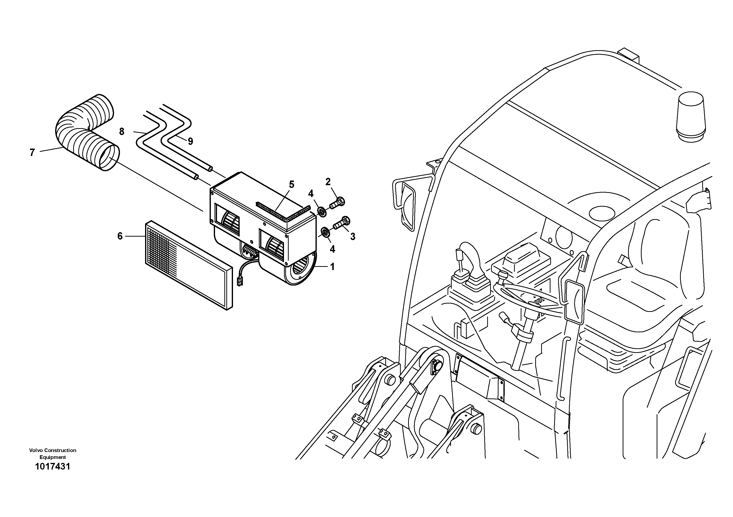 Схема запчастей Volvo L25B - 105325 Heater L25B TYPE 175, S/N 0500 - TYPE 176, S/N 0001 -
