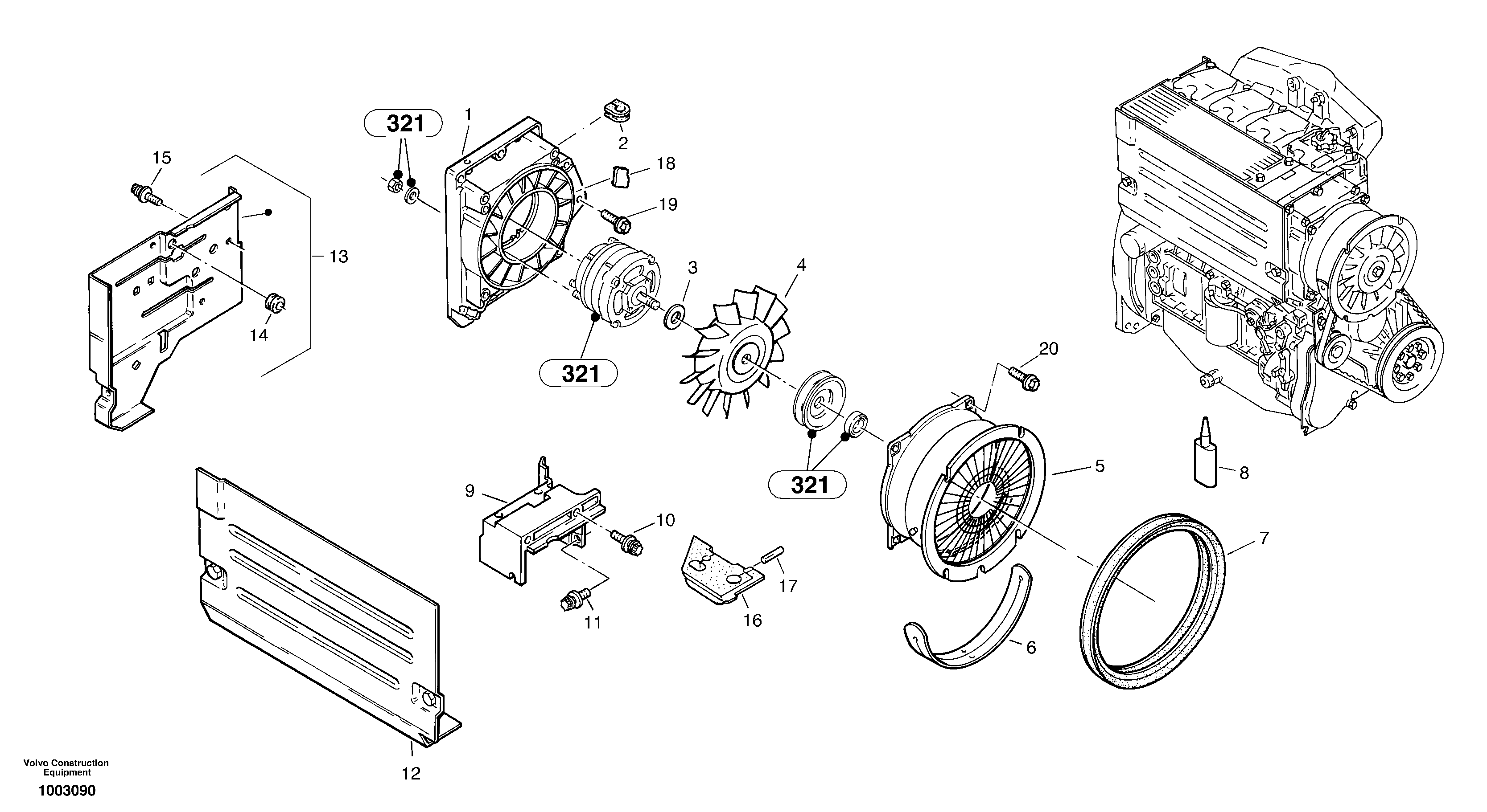Схема запчастей Volvo L25B - 5482 Fan, Blower casing L25B TYPE 175 SER NO - 0499