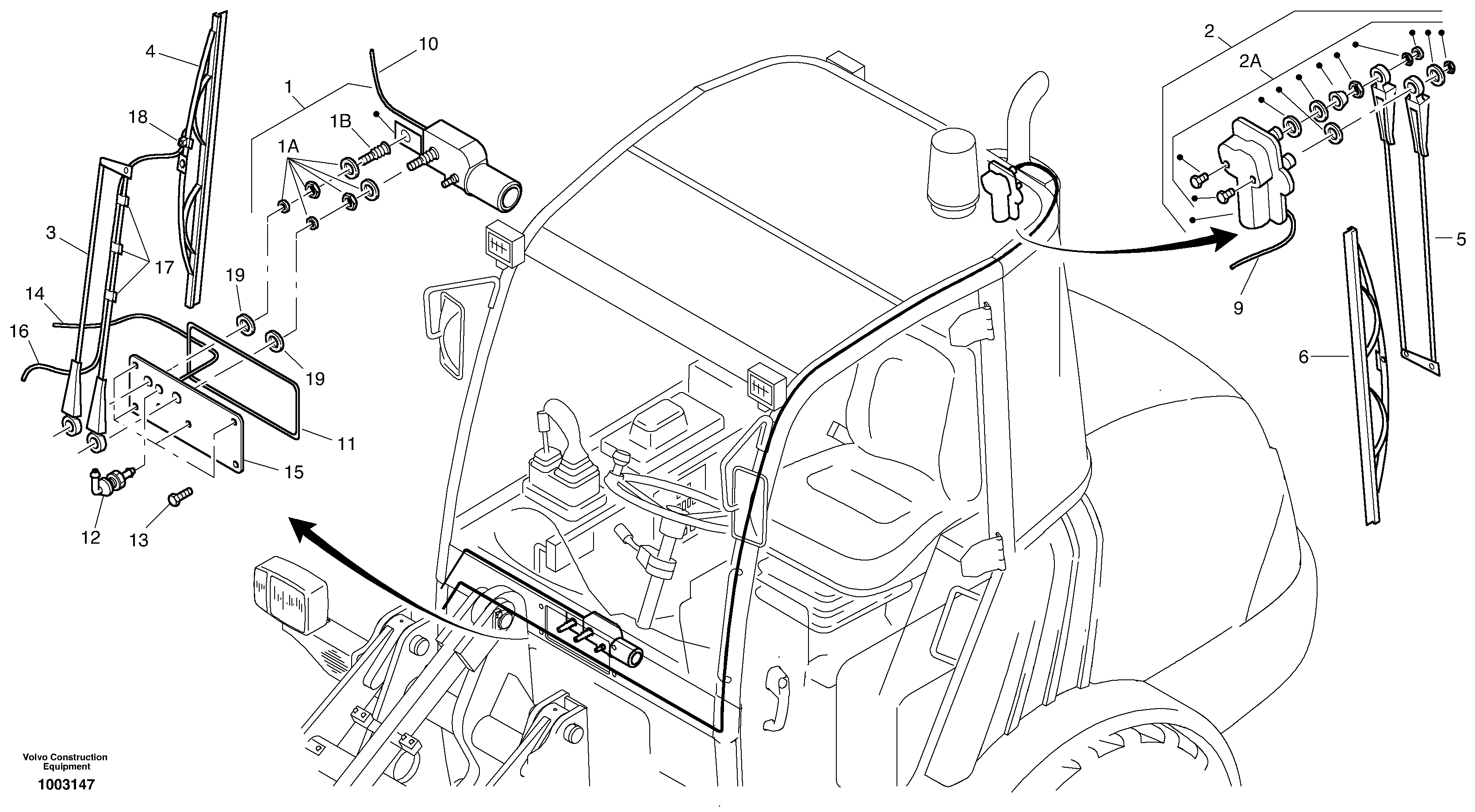 Схема запчастей Volvo L25B - 12950 Wiper installation L25B TYPE 175 SER NO - 0499