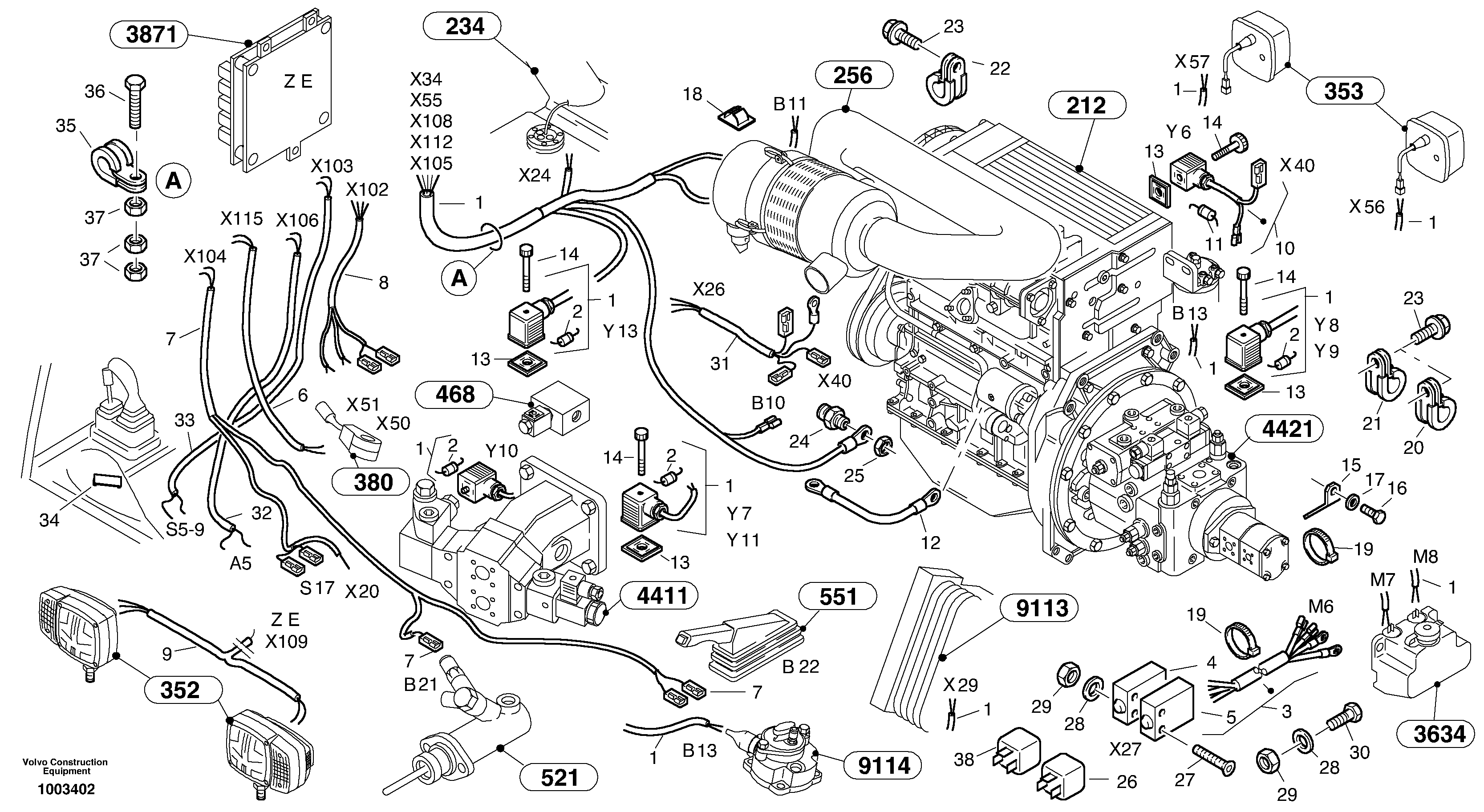 Схема запчастей Volvo L25B - 55414 Electric installation L25B TYPE 175 SER NO - 0499