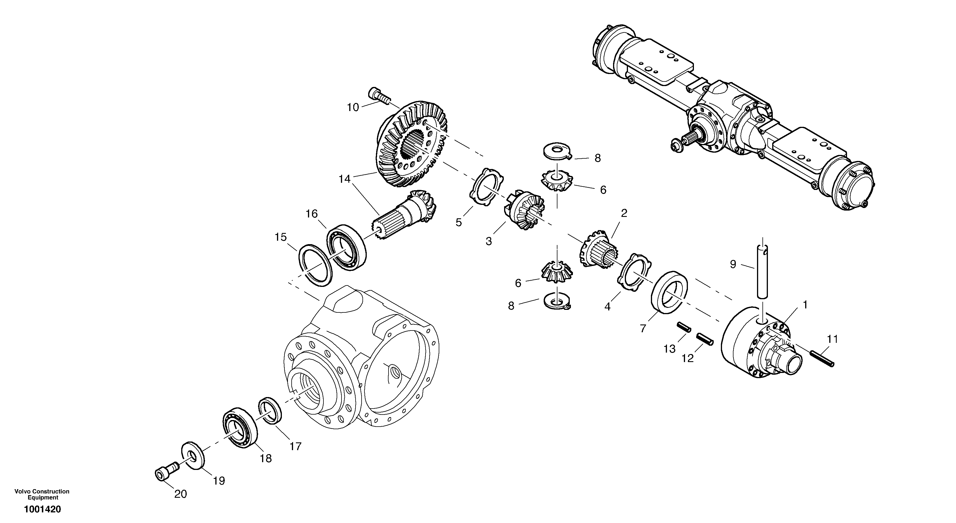 Схема запчастей Volvo L25B - 3727 Differential carrier - assy rear axle L25B TYPE 175 SER NO - 0499