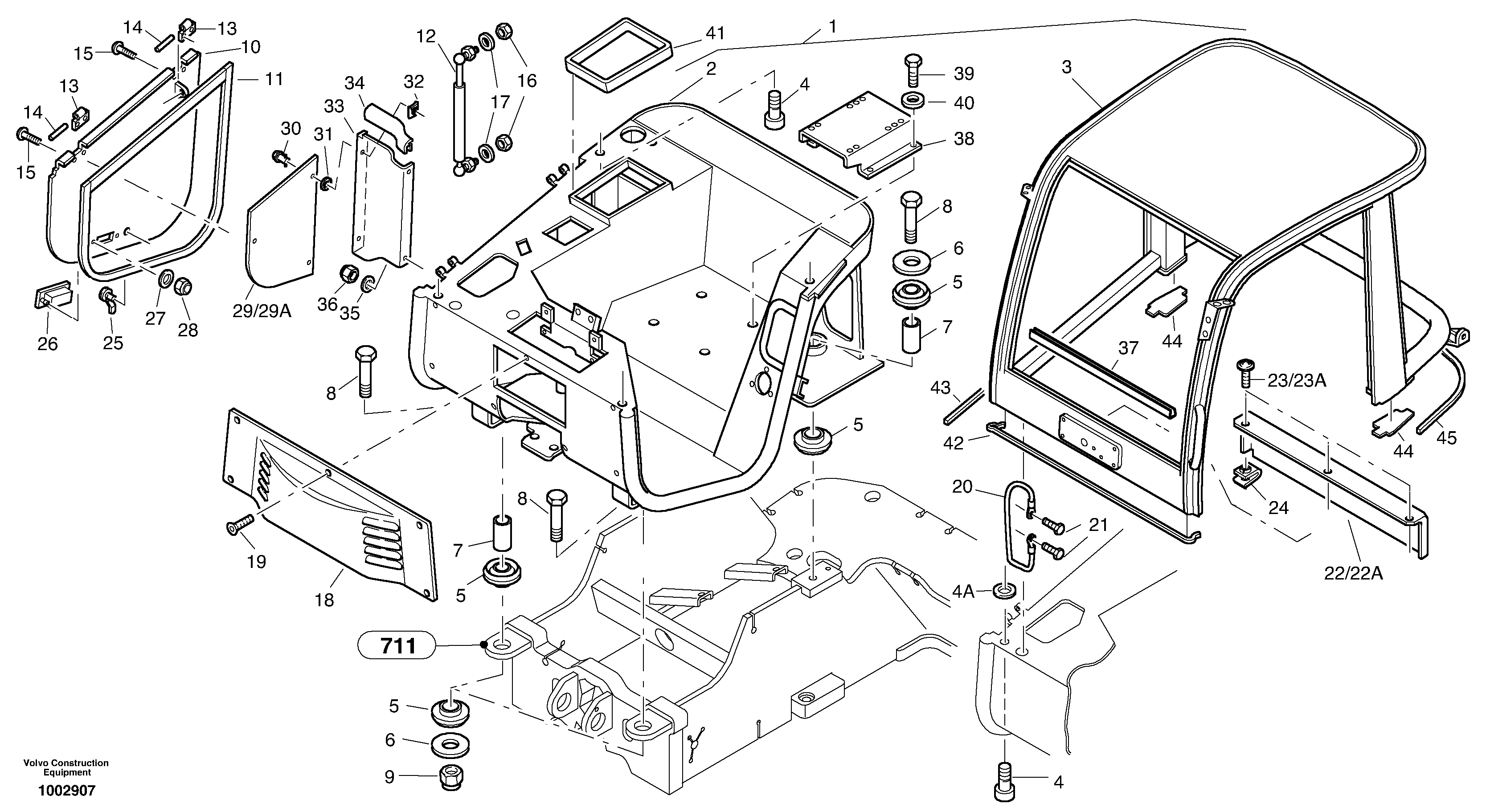 Схема запчастей Volvo L25B - 41499 Cab frame L25B TYPE 175 SER NO - 0499