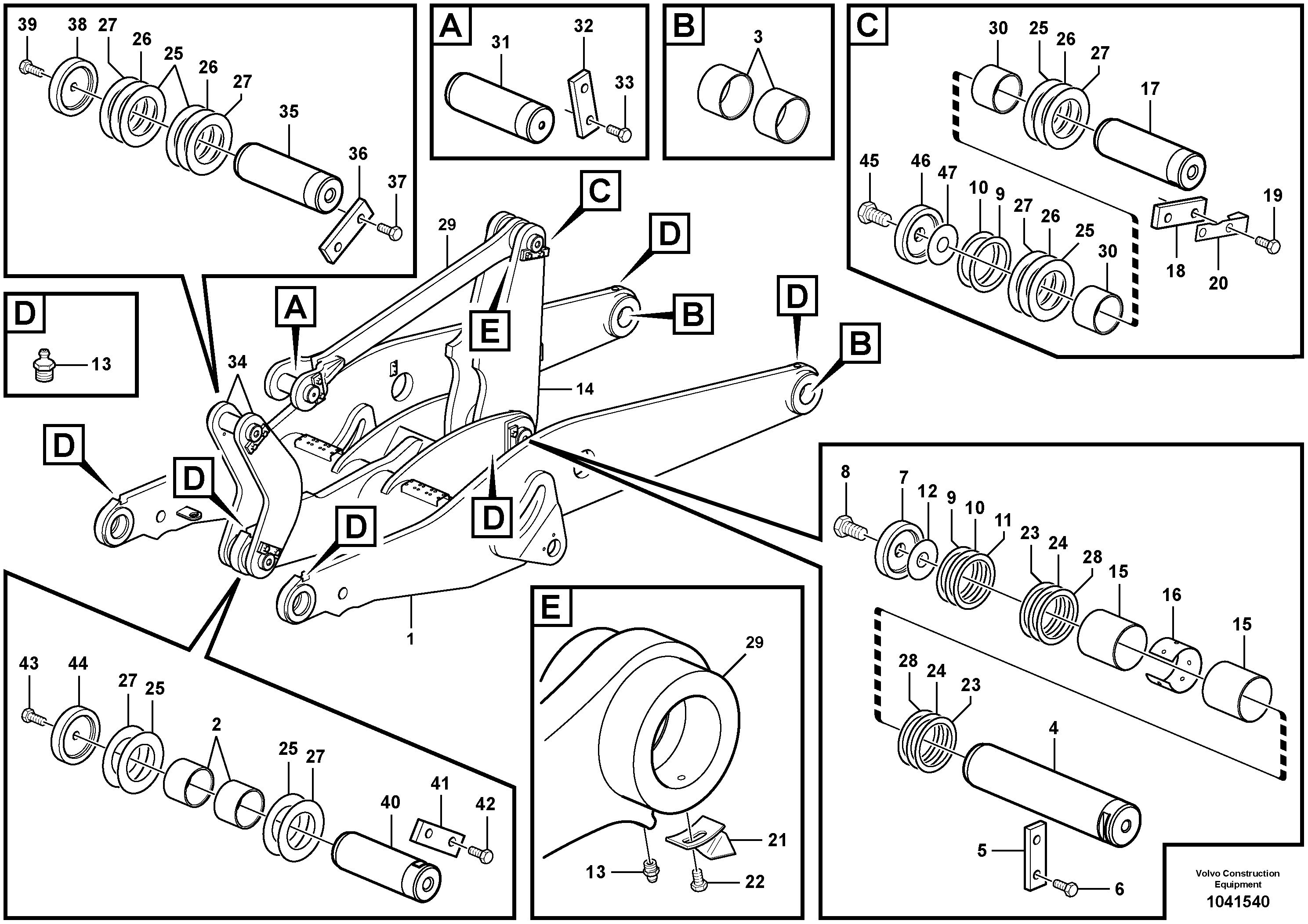 Схема запчастей Volvo L50F - 66572 Lifting framework with assembly parts L50F