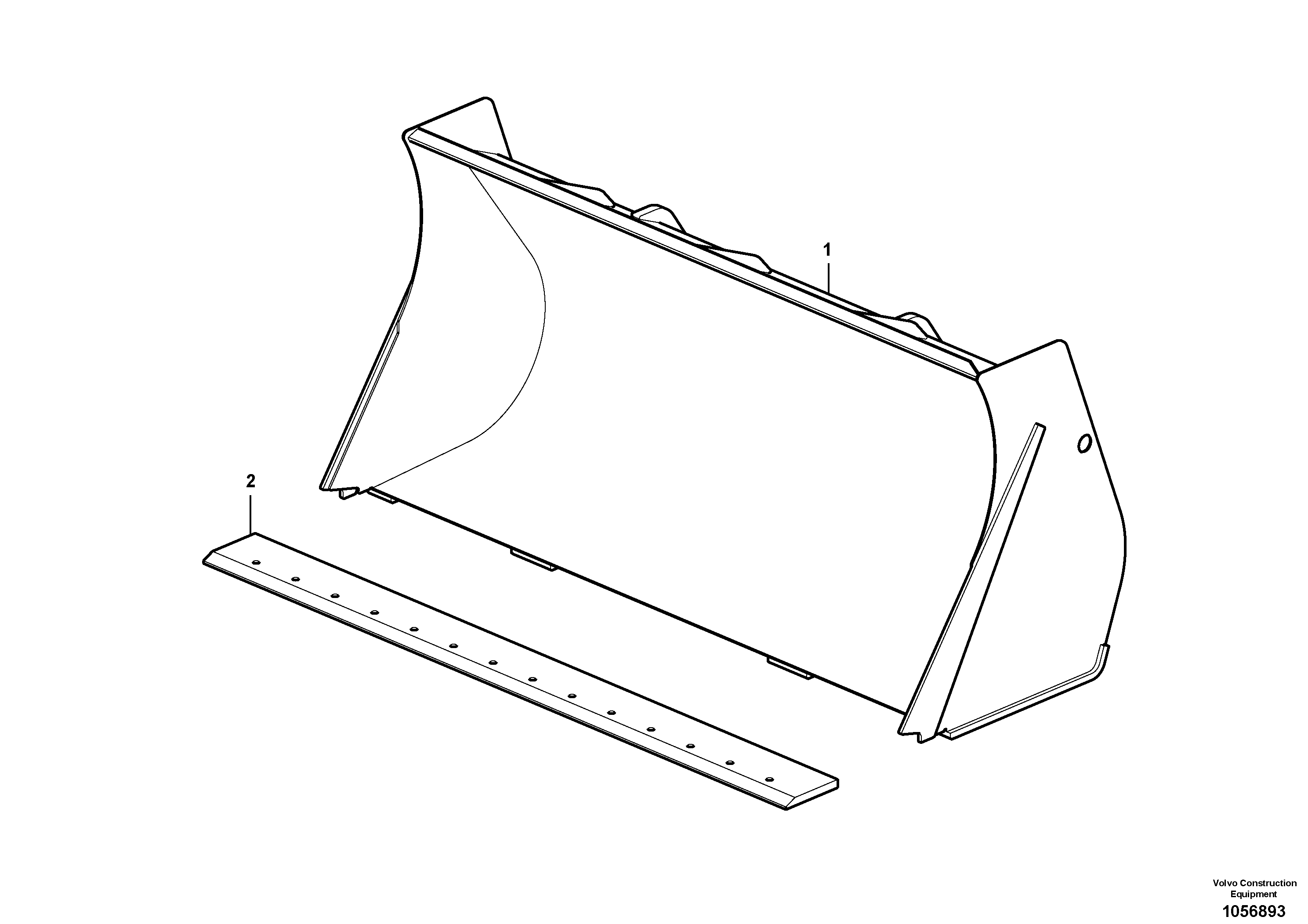 Схема запчастей Volvo L50F - 102588 Bucket, straight lip without teeth ATTACHMENTS ATT. COMPACT WHEEL LOADERS GEN. F