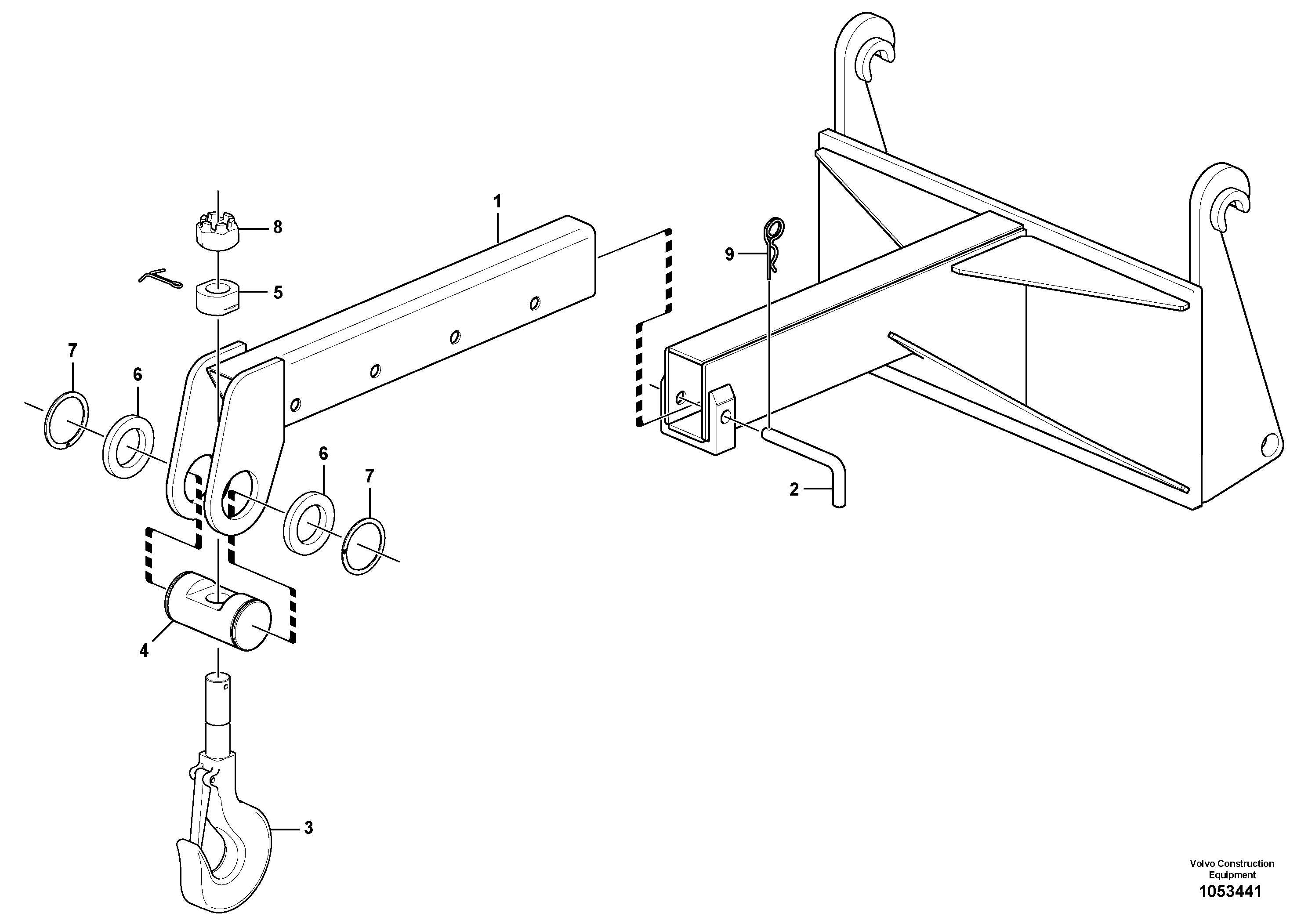 Схема запчастей Volvo L50F - 106679 Load hook, telescopically ATTACHMENTS ATT. COMPACT WHEEL LOADERS GEN. F