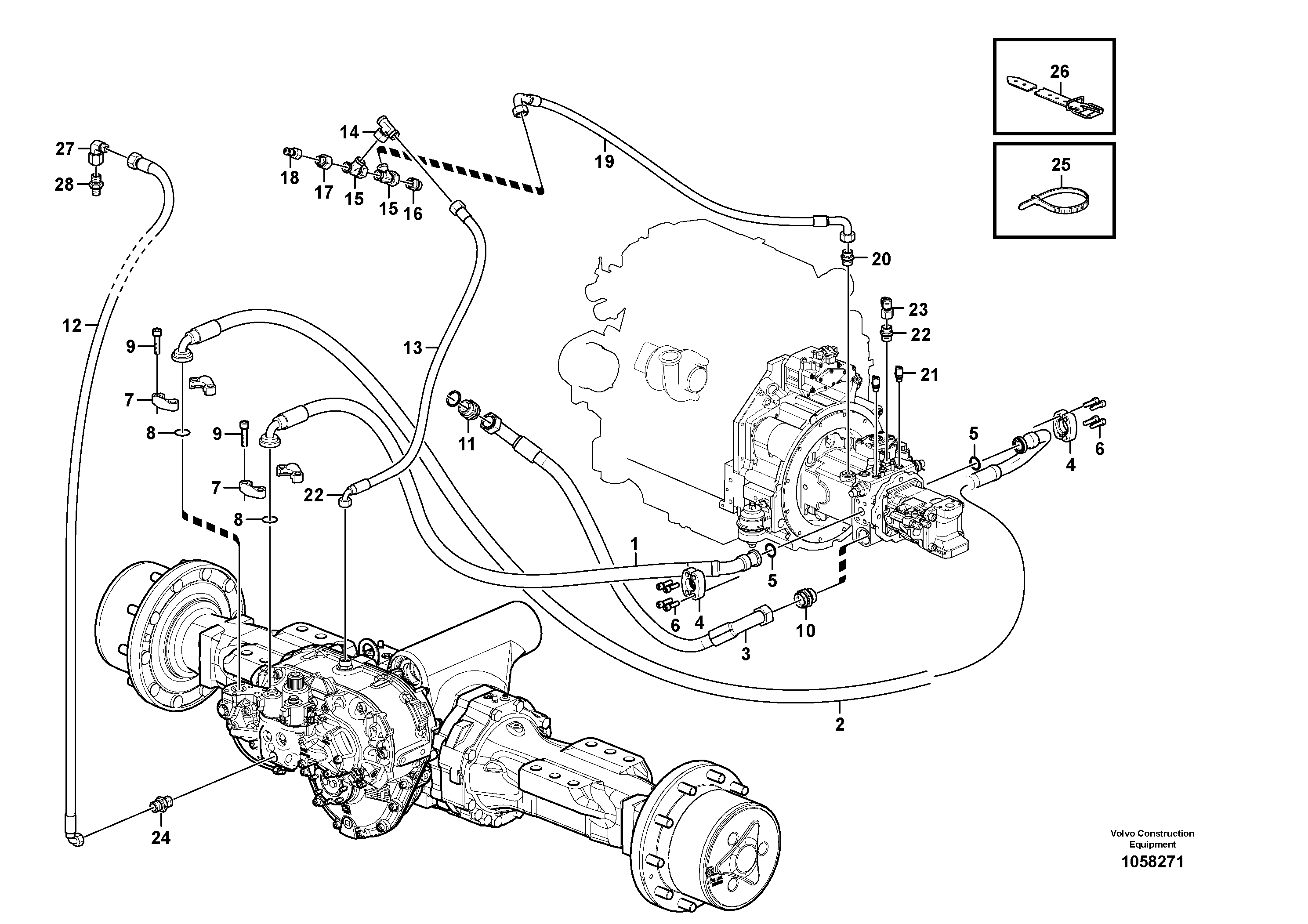 Схема запчастей Volvo L50F - 103638 Lines - hydrostatic drive L50F