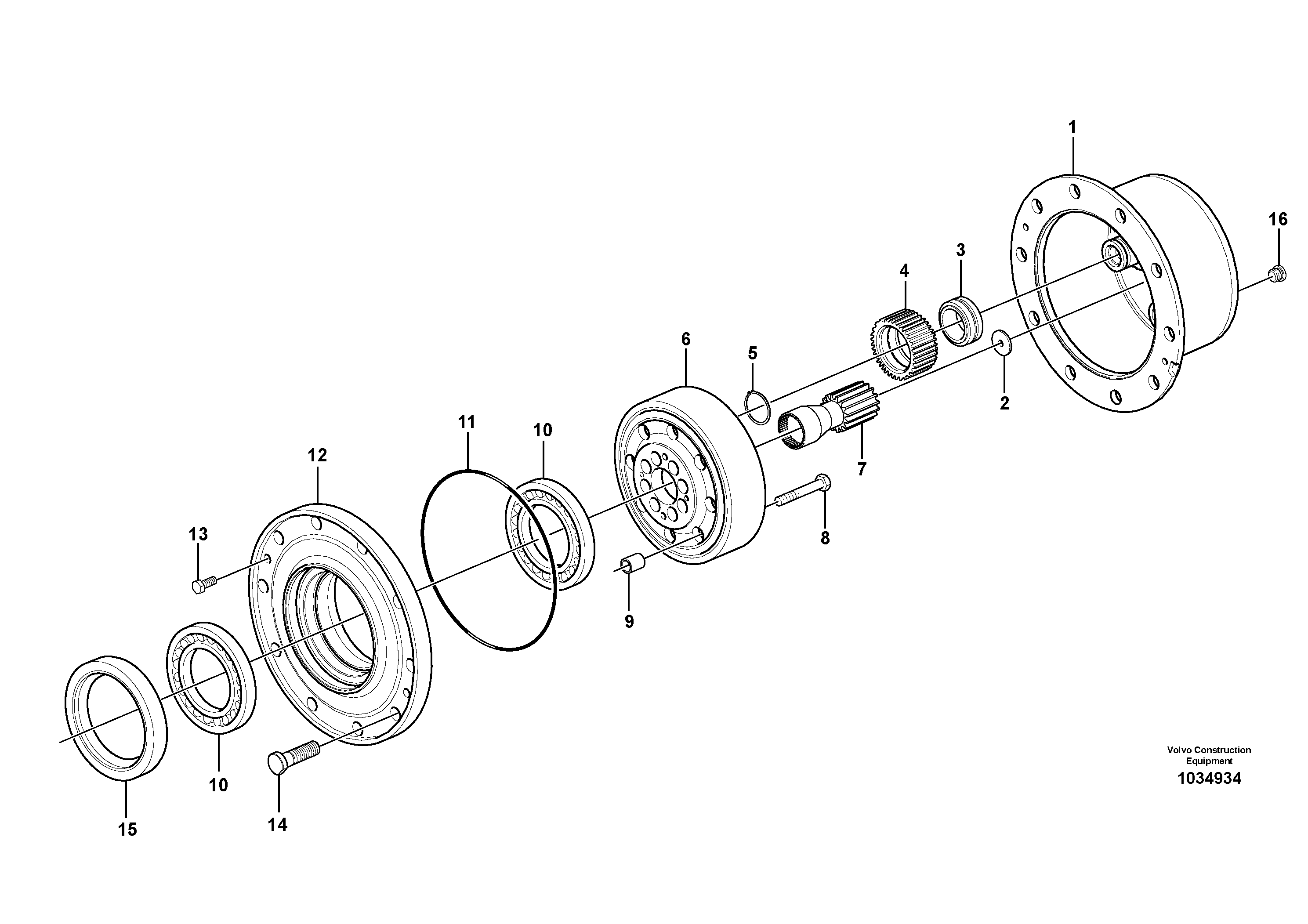 Схема запчастей Volvo L50F - 64032 Hub reduction, front axle L50F