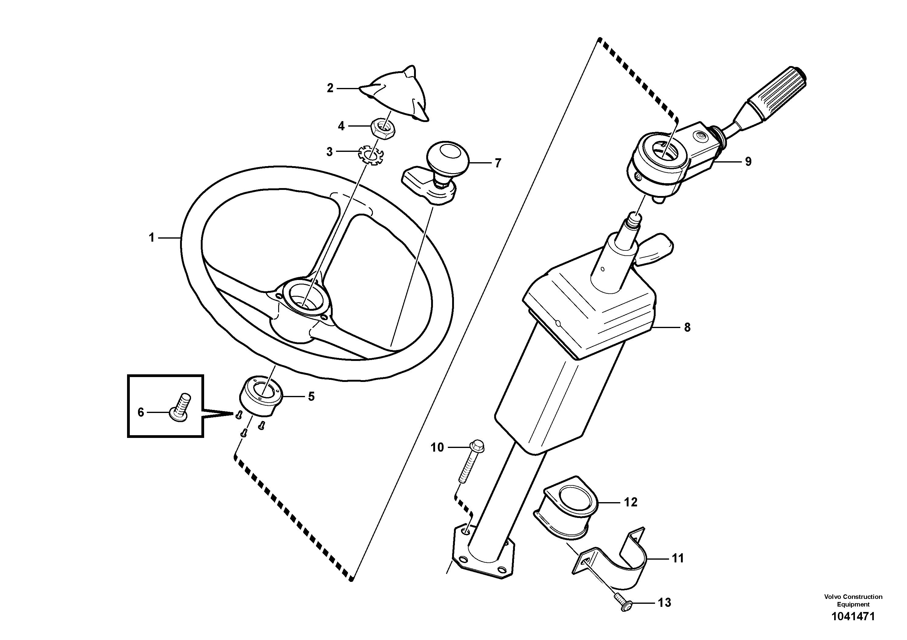 Схема запчастей Volvo L50F - 36538 Steering wheel and column L50F