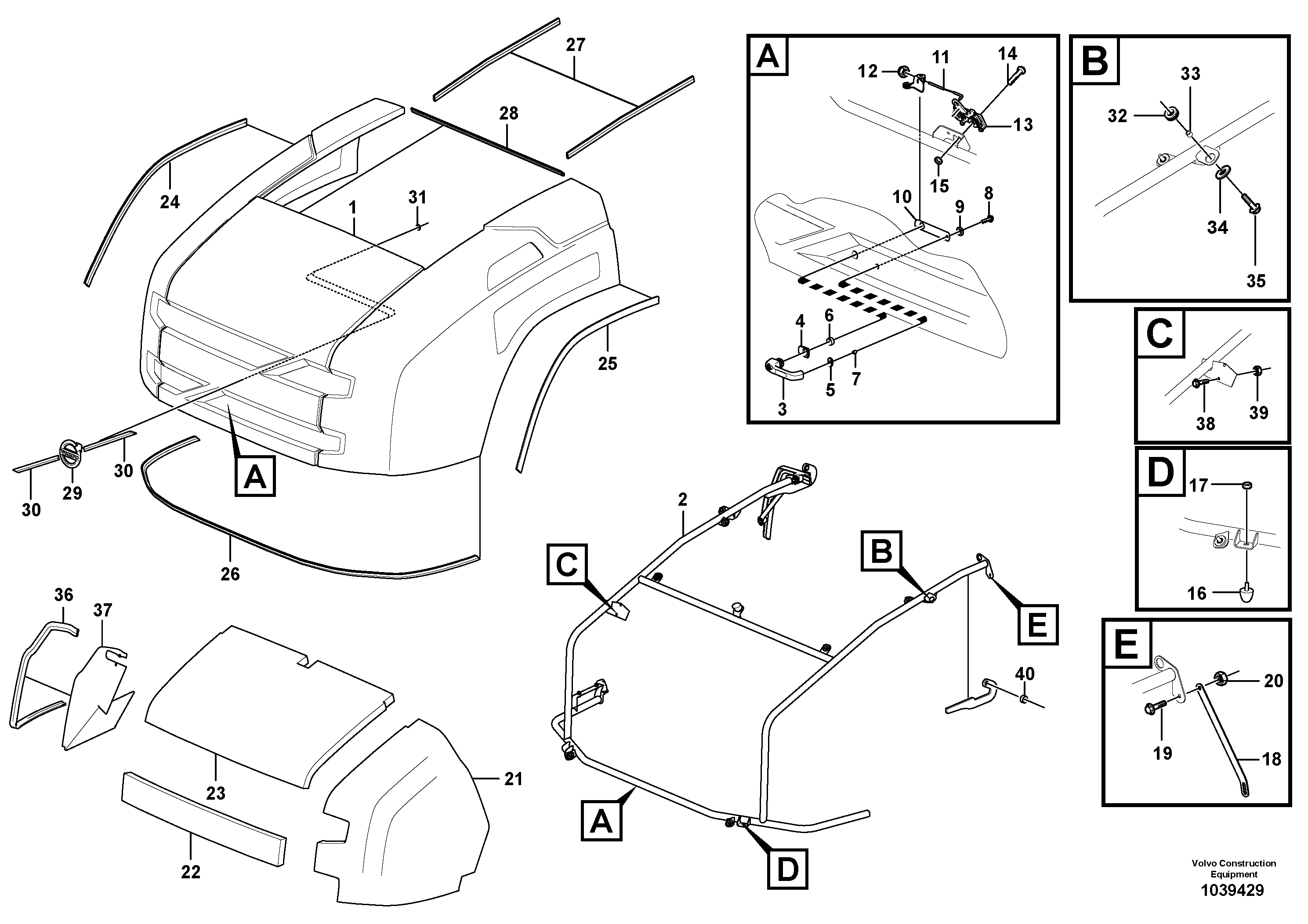 Схема запчастей Volvo L50F - 88377 Engine hood L50F