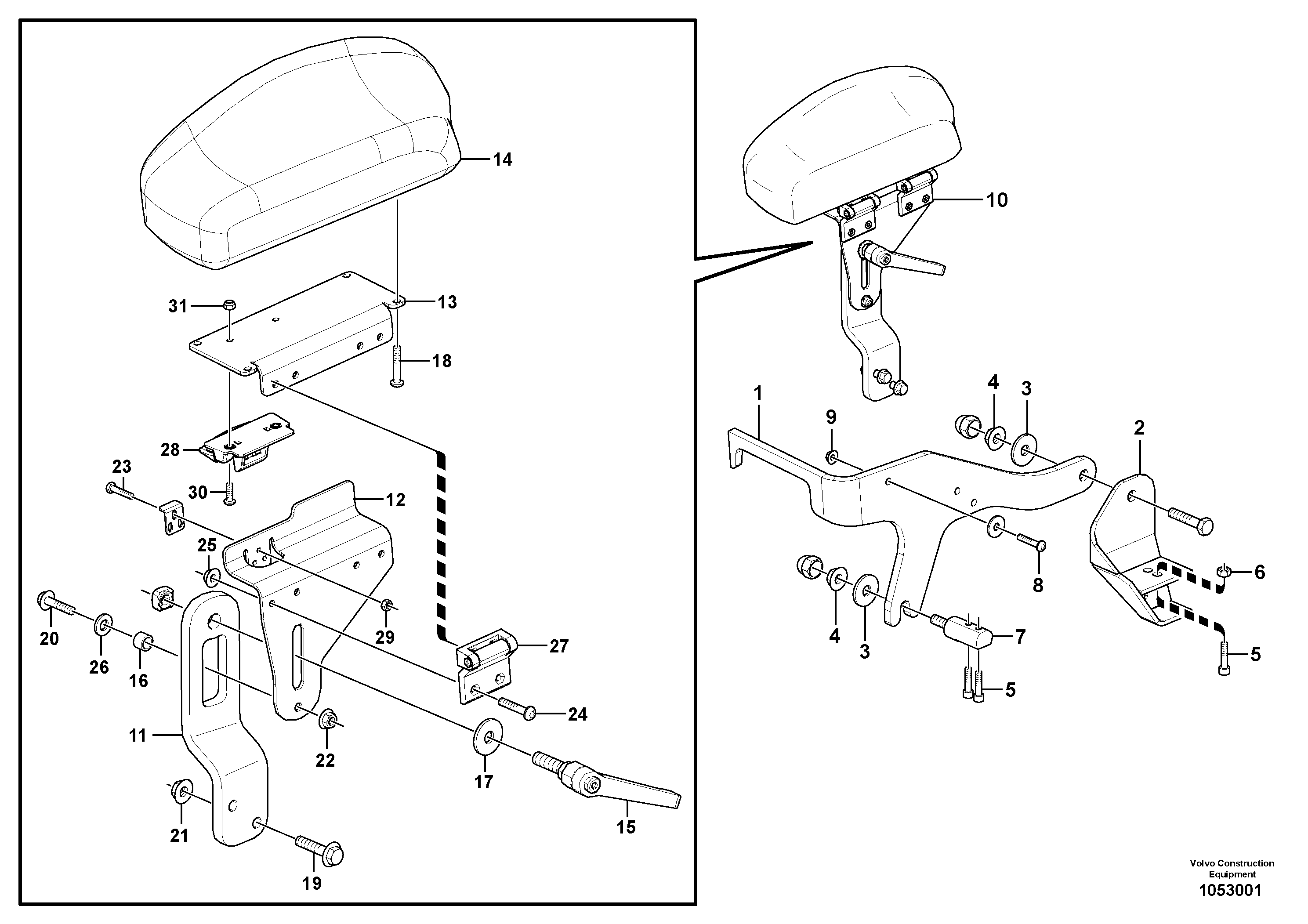 Схема запчастей Volvo L50F - 85042 Armrest L50F