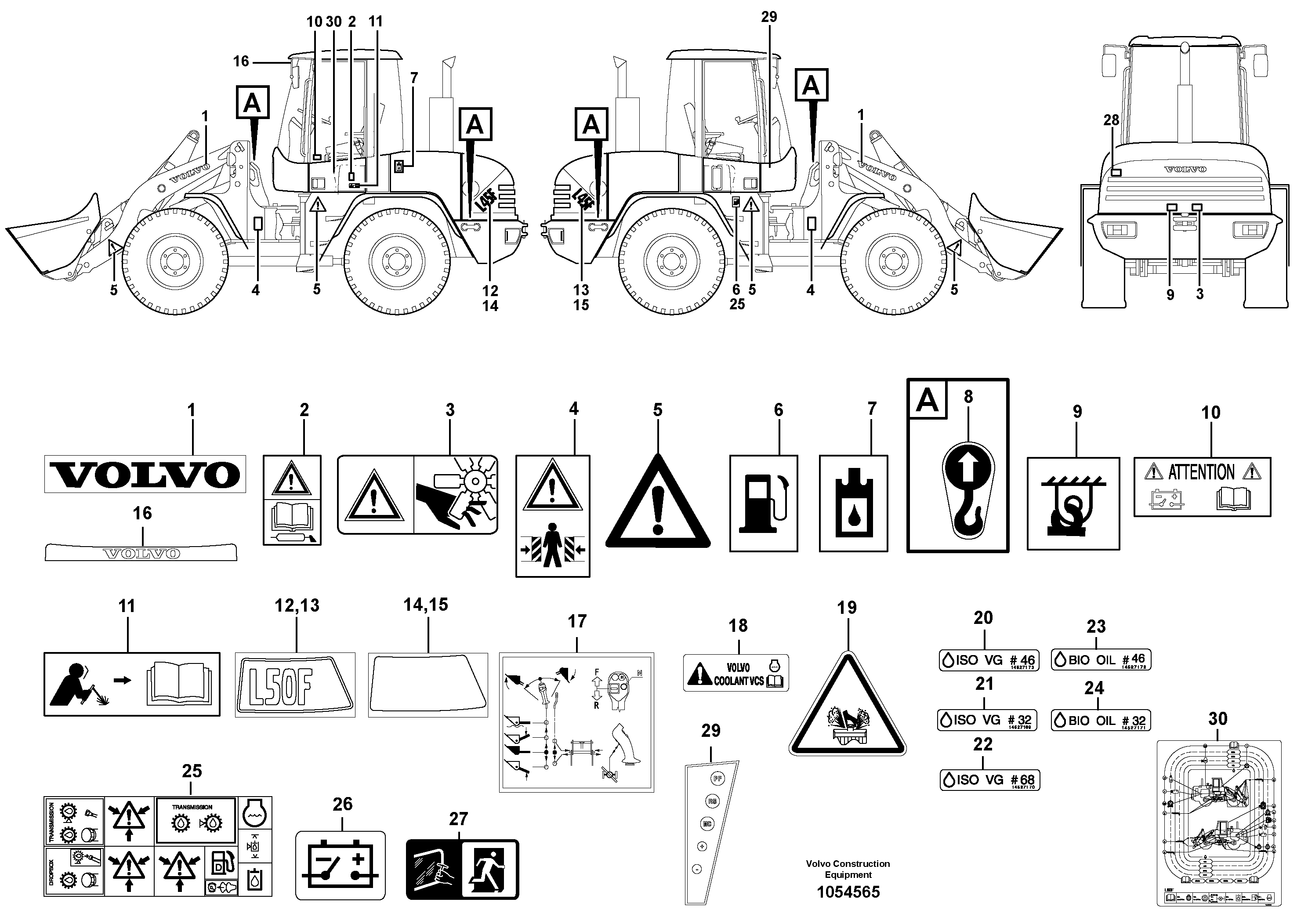 Схема запчастей Volvo L50F - 66014 Sign plates and decals L50F