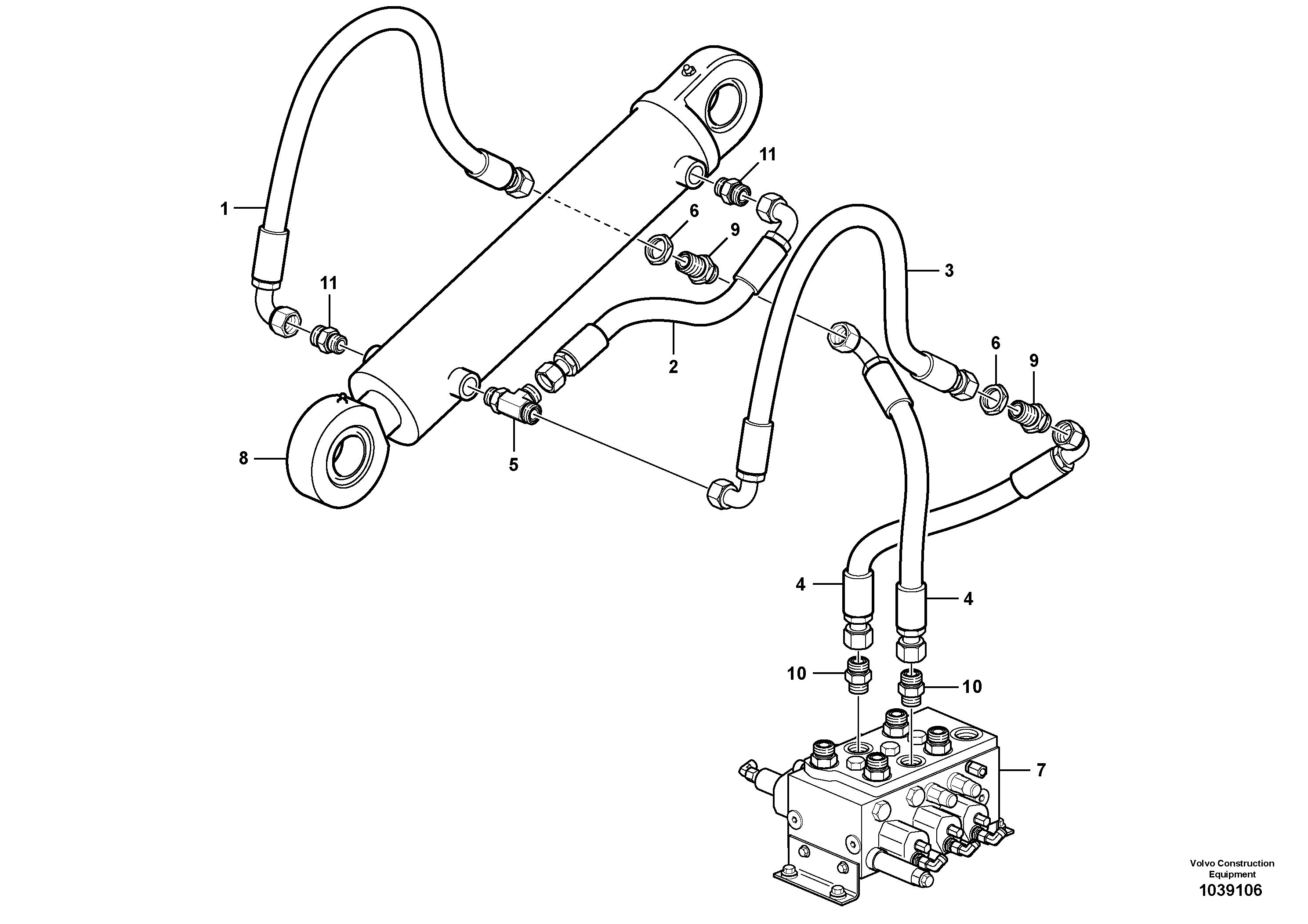 Схема запчастей Volvo L50F - 103636 Hydraulic lines - tilt hydraulic L50F